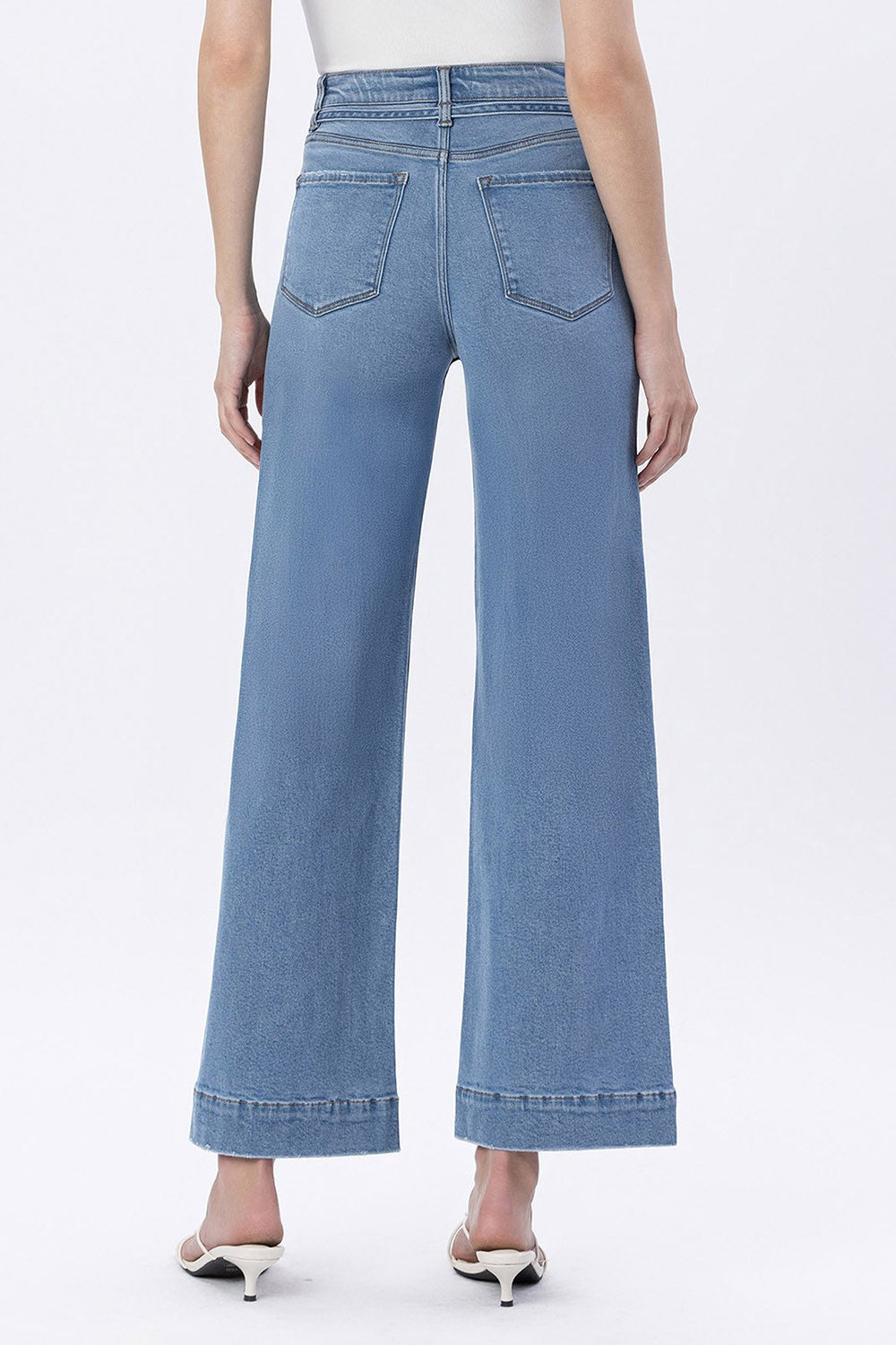 Vervet Super High Rise Tie Waist Trouser Wide Leg Jeans