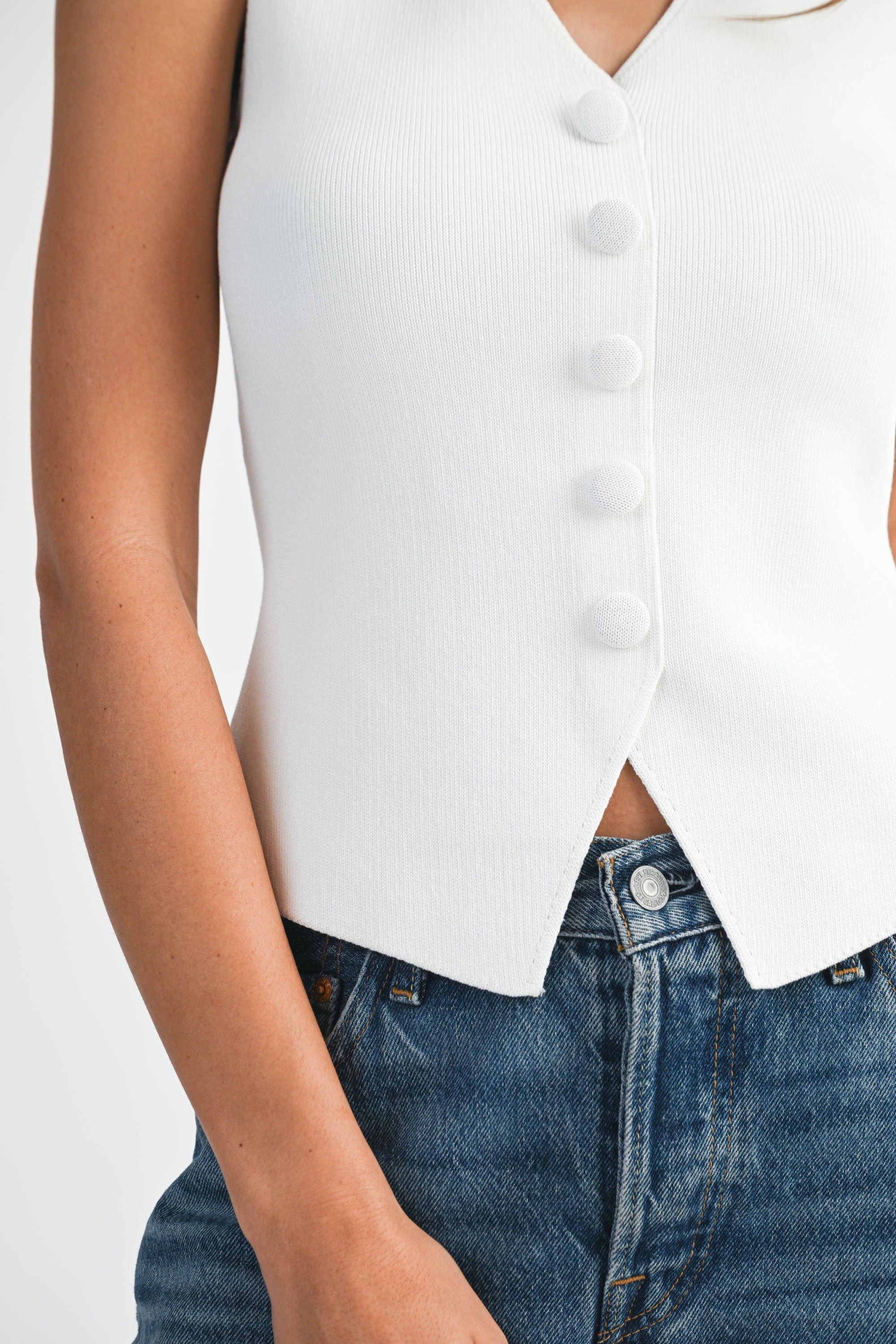 Mable V Neck Button Down Knit Vest