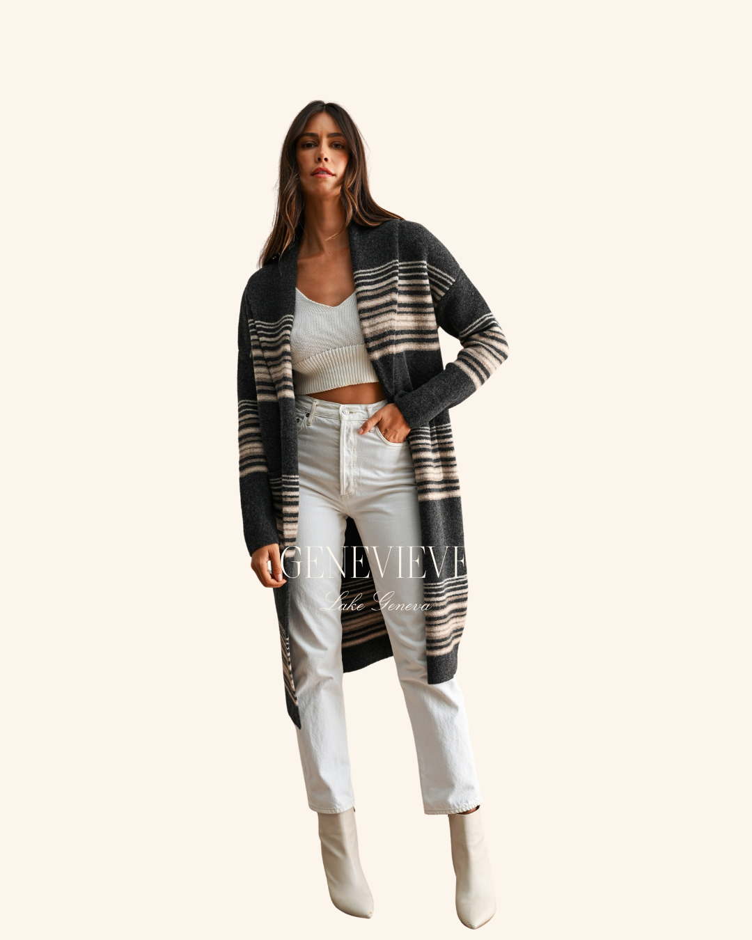 Mable Charcoal Striped Cardigan