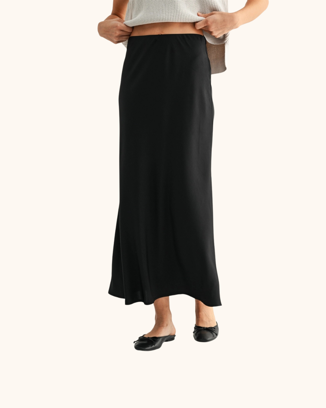 Fun2Fun Black Satin Maxi Skirt