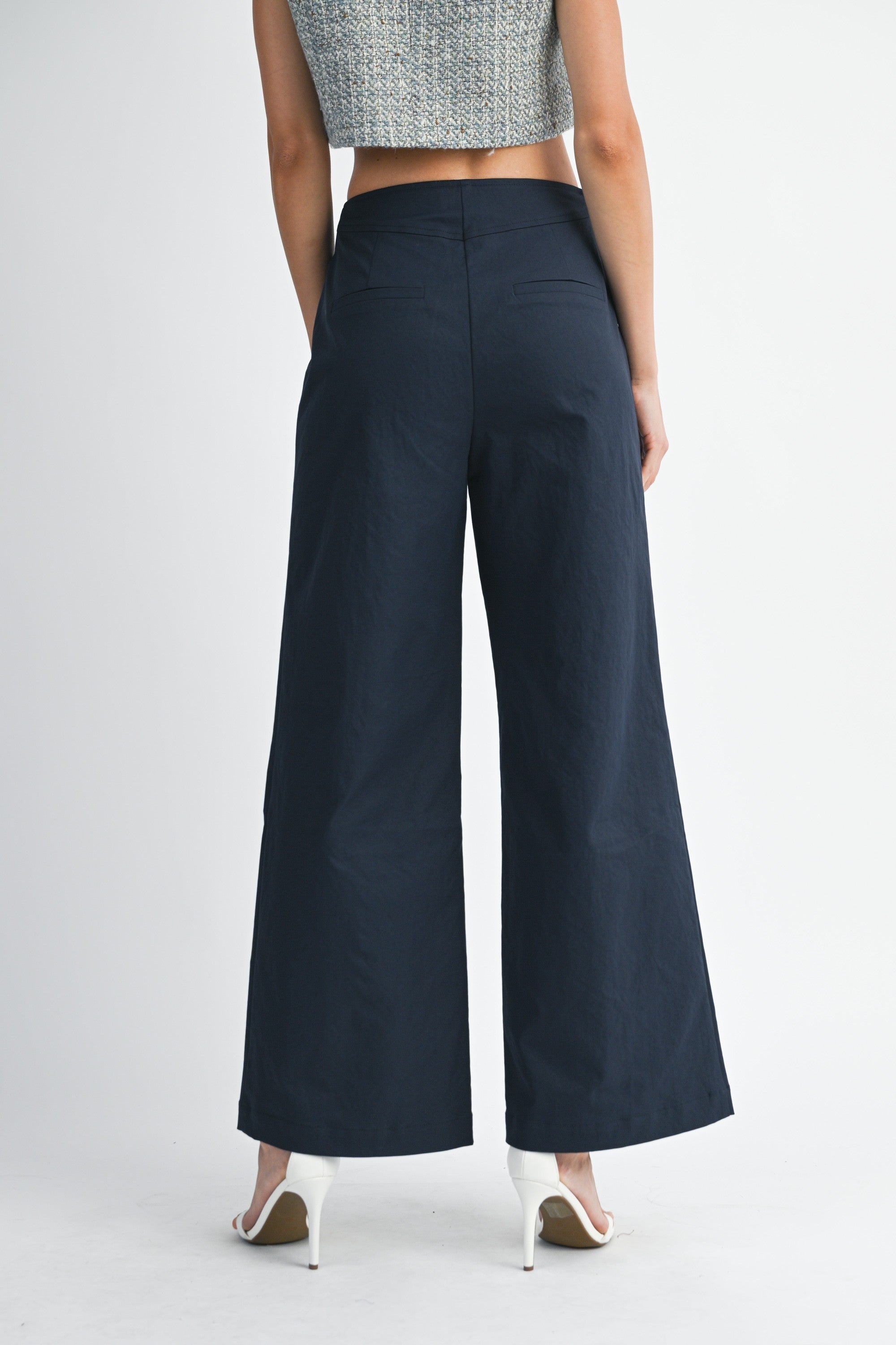 Mable Front Button Detail Wide Leg Pants