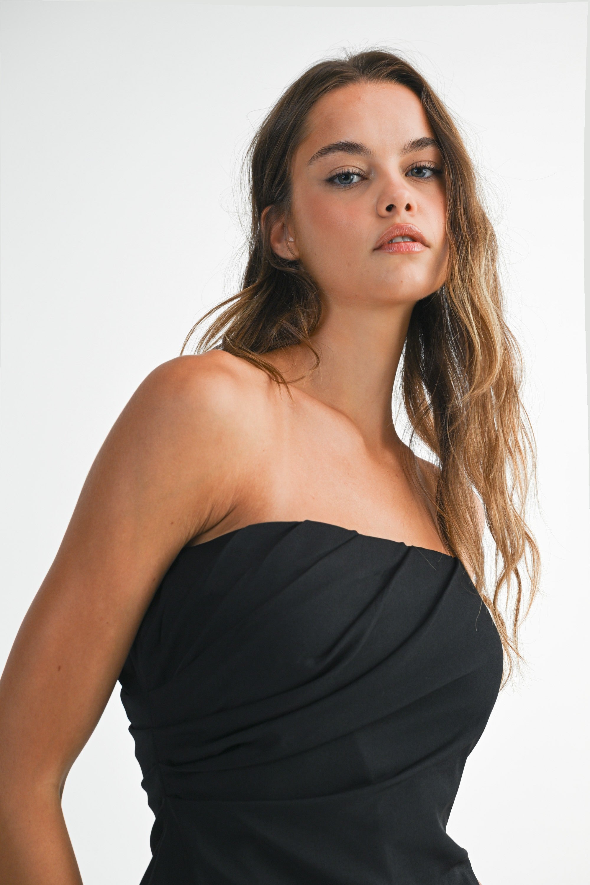 Mable Strapless Ruched Draped Tube Top