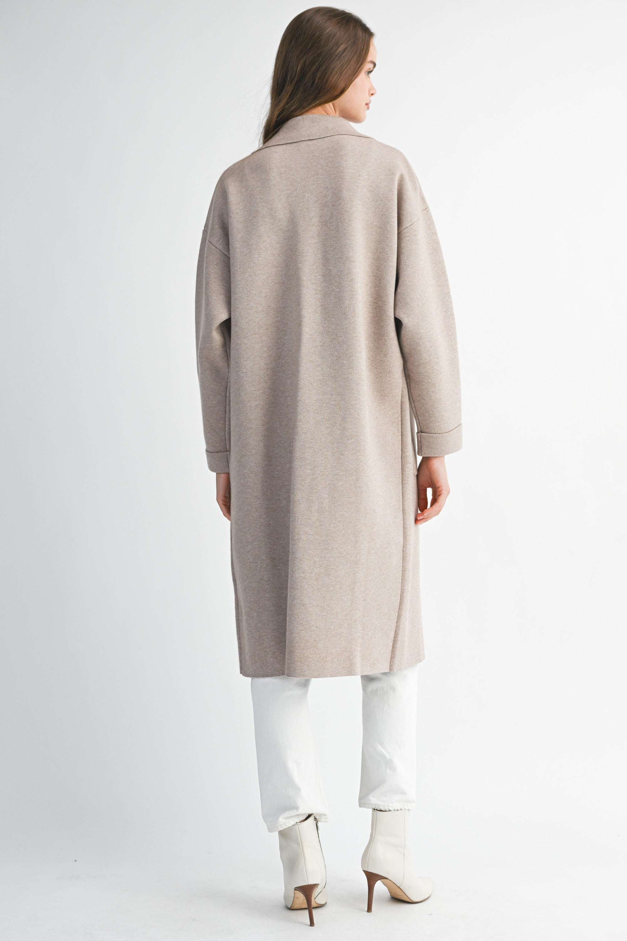 Mable Collared Open Sweater Knit Long Jacket