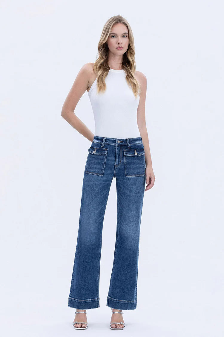 Vervet High Rise Trouser Hem Vintage Flare Jeans