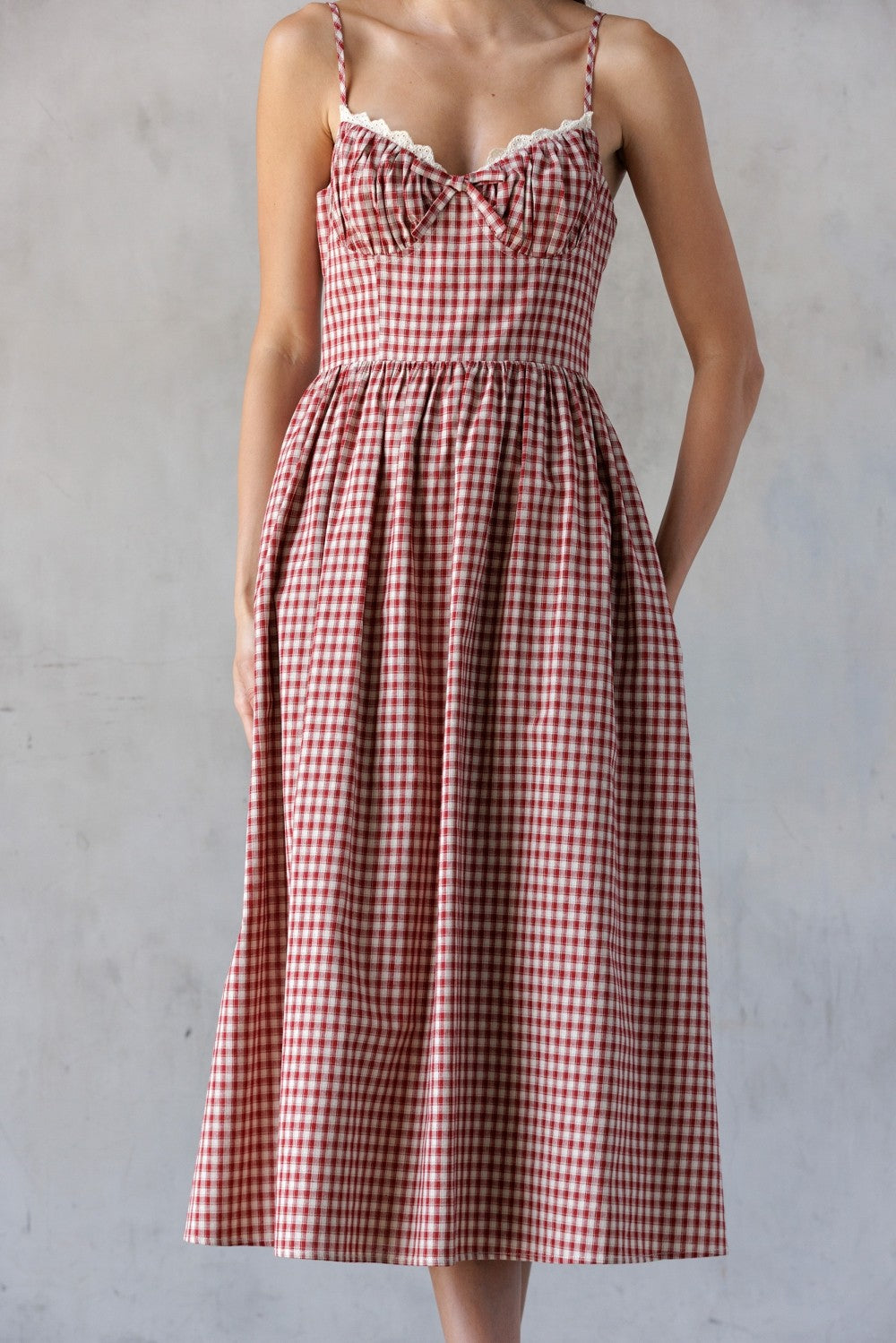 Storia Classic Gingham Midi Dress