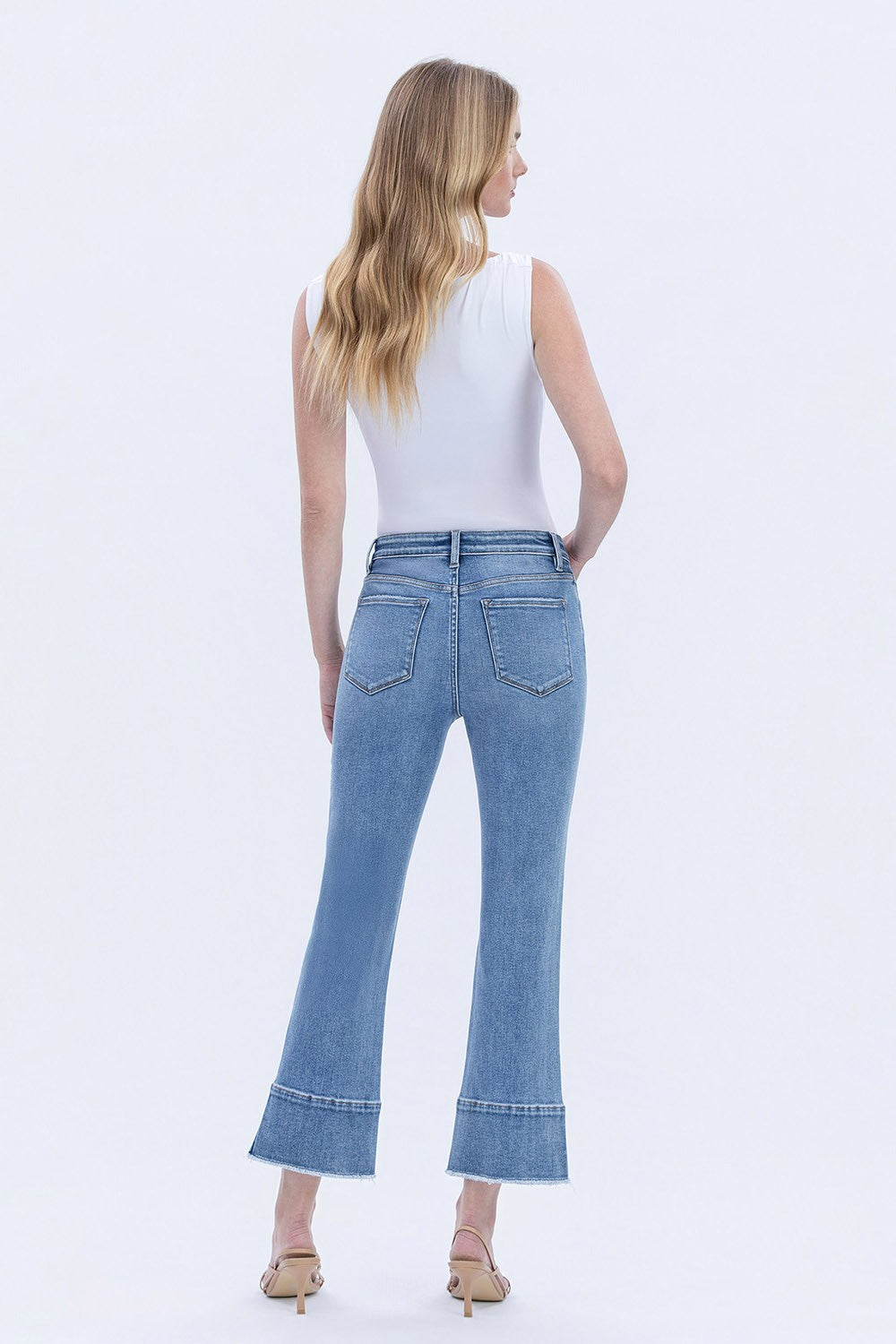 Vervet High Rise Trouser Slit Hem Kick Flare Jeans
