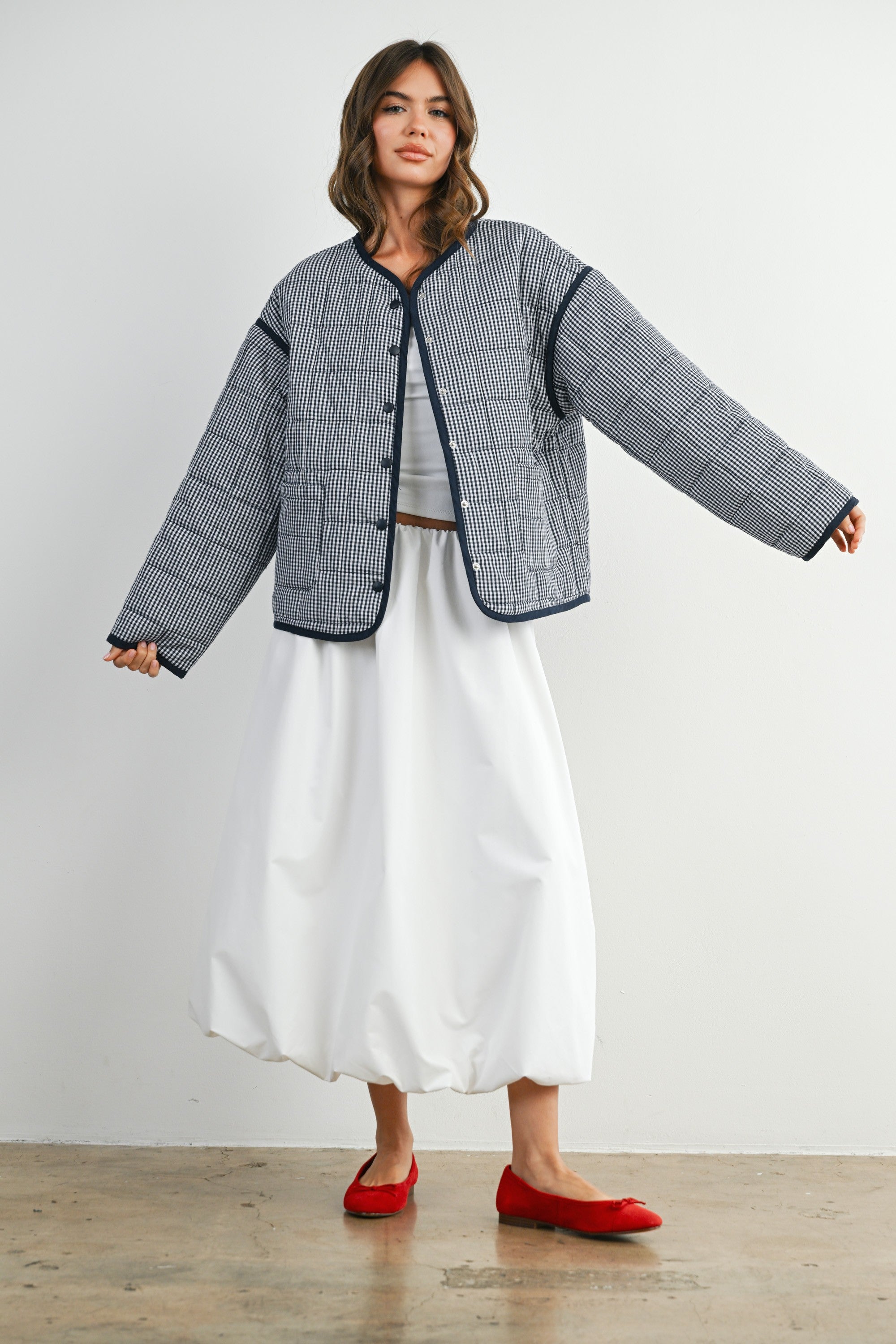 Buttermelon Buttoned Quilted Puffer Jacket