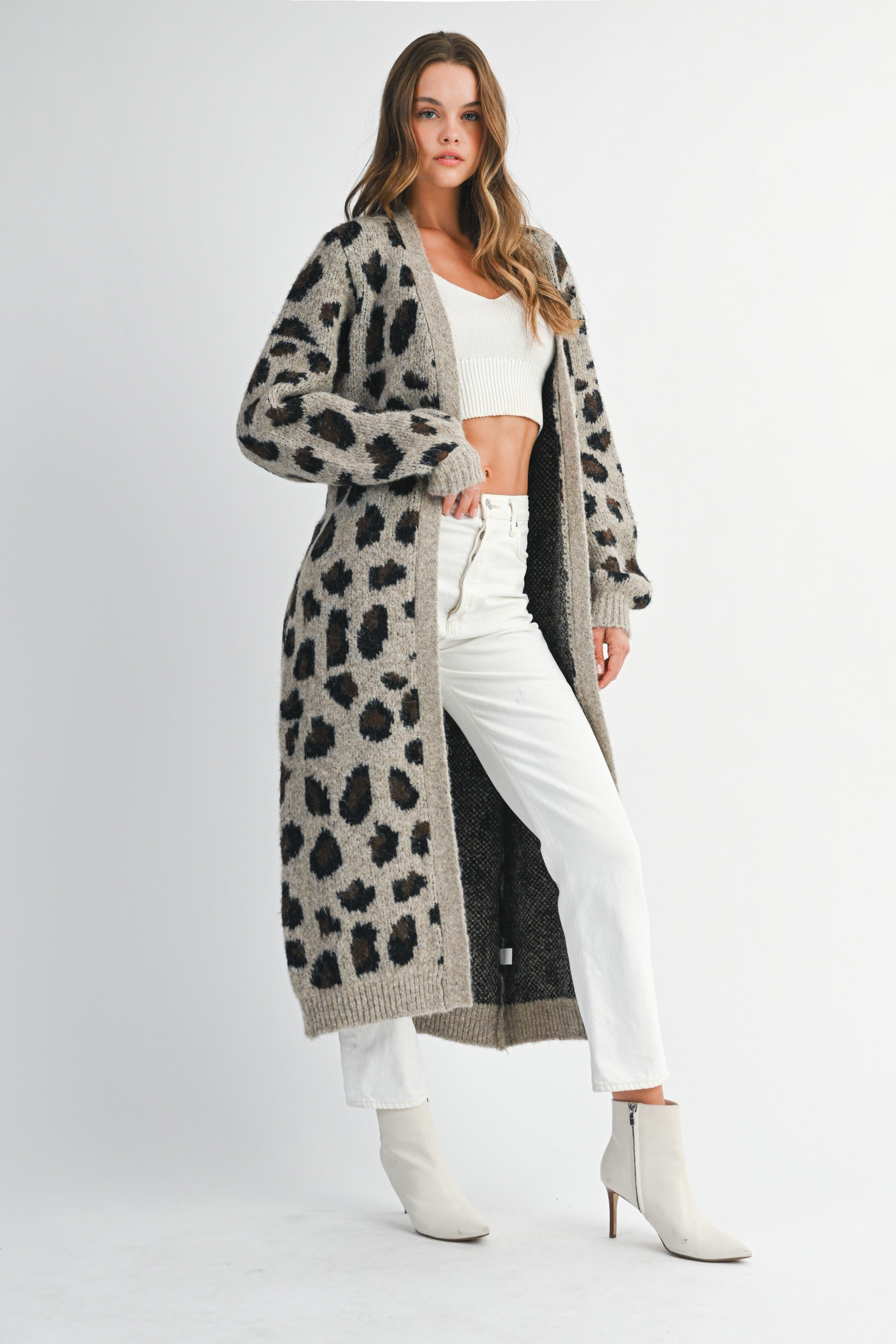 Mable Leopard Print Knit Cardigan