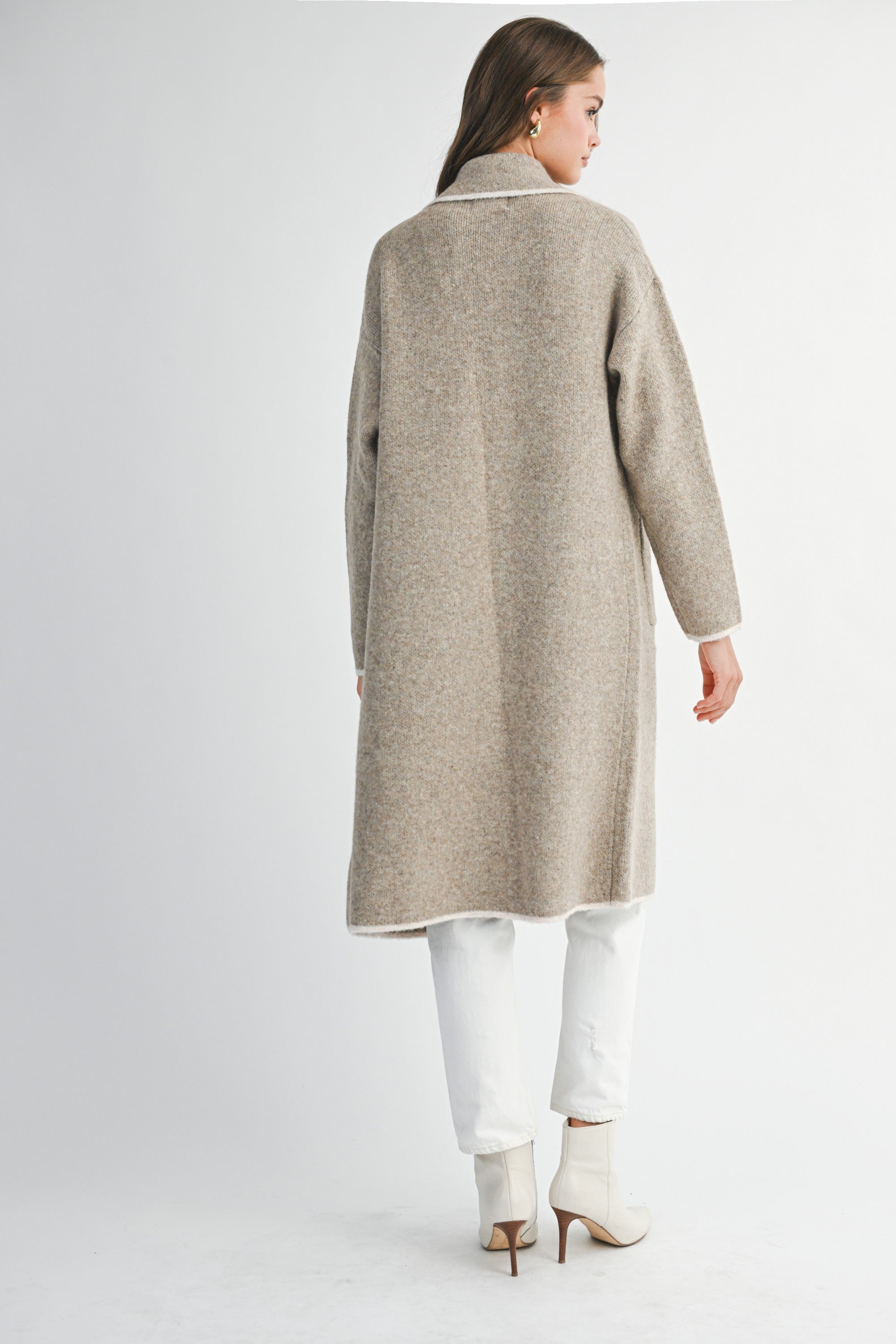 Mable Knit Lapel Collar Open Cardigan