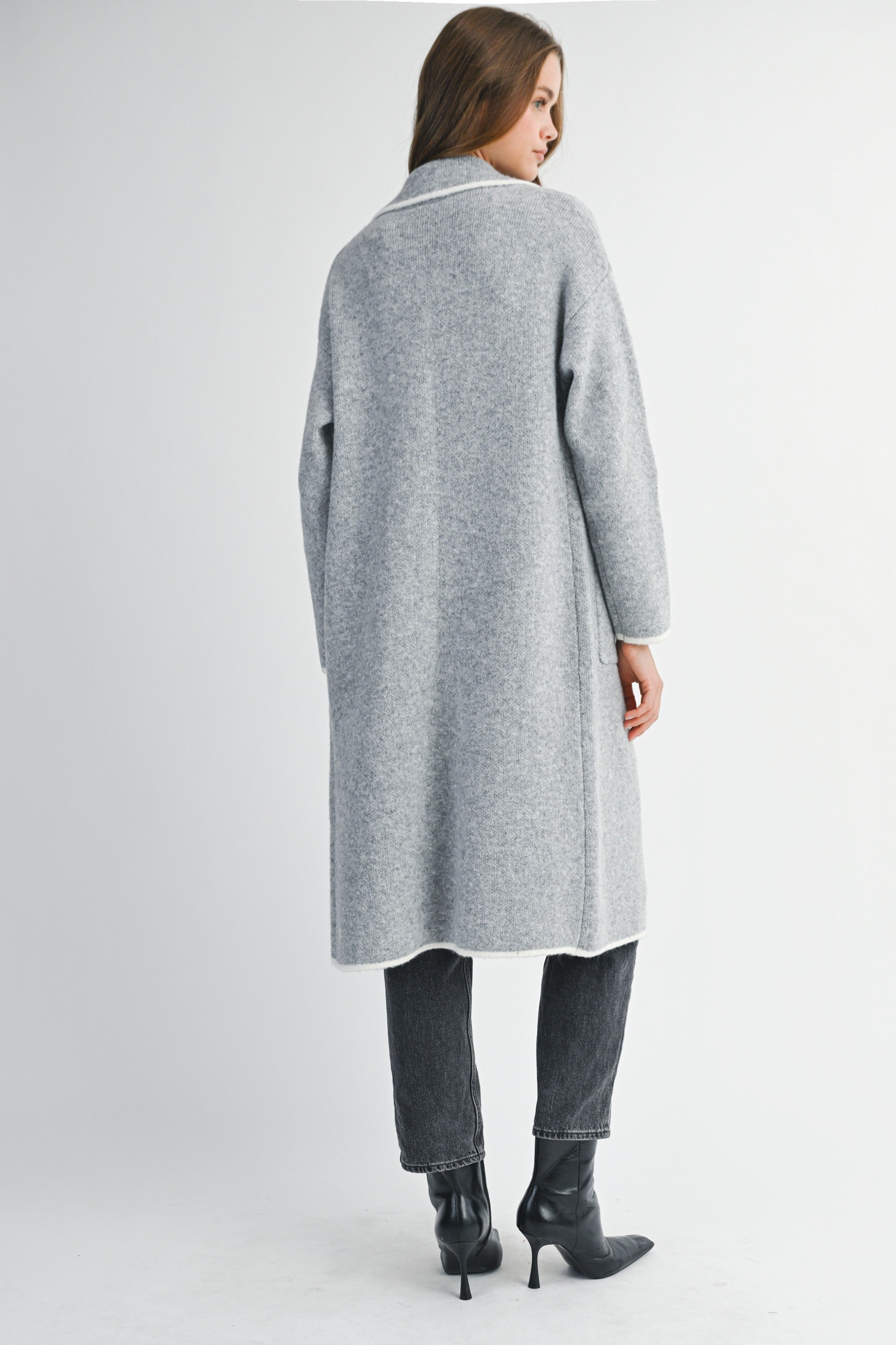 Mable Knit Lapel Collar Open Cardigan