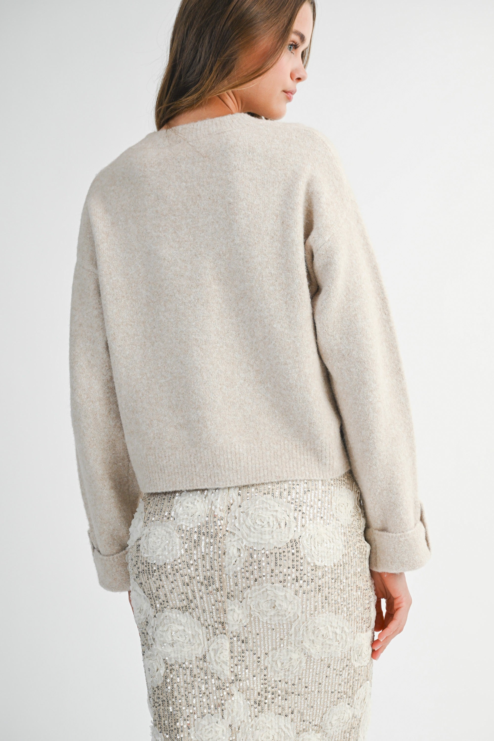 Mable Crew Neck Knit Pullover Sweater (Various Colors)