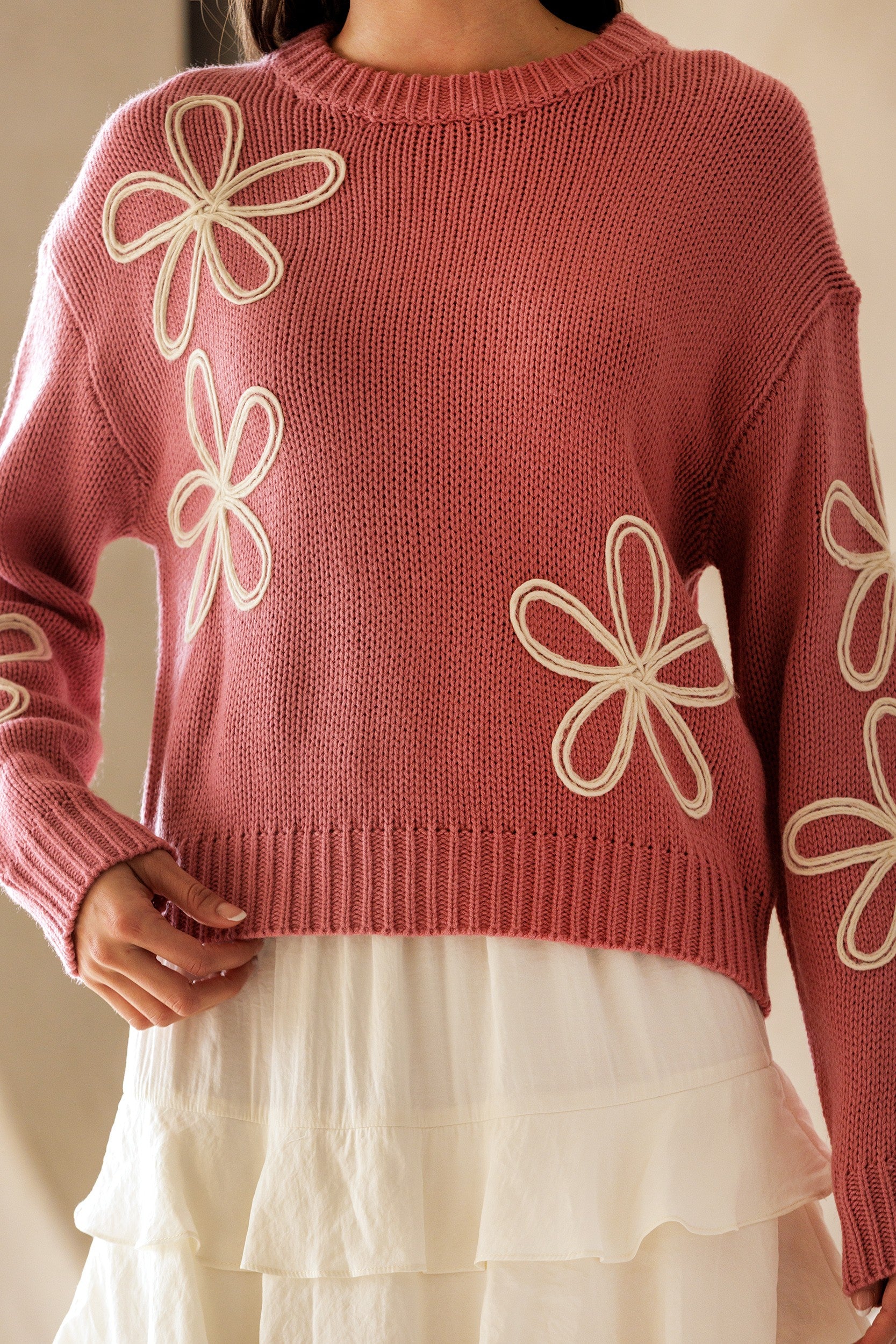 Storia Floral Detail Crewneck Sweater