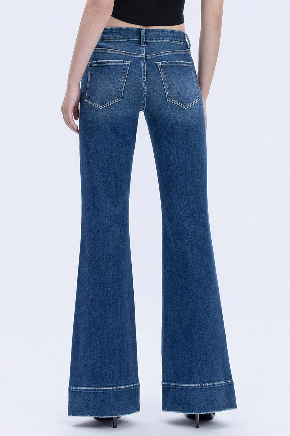 Vervet High Rise Trouser Hem Easy Flare Jeans