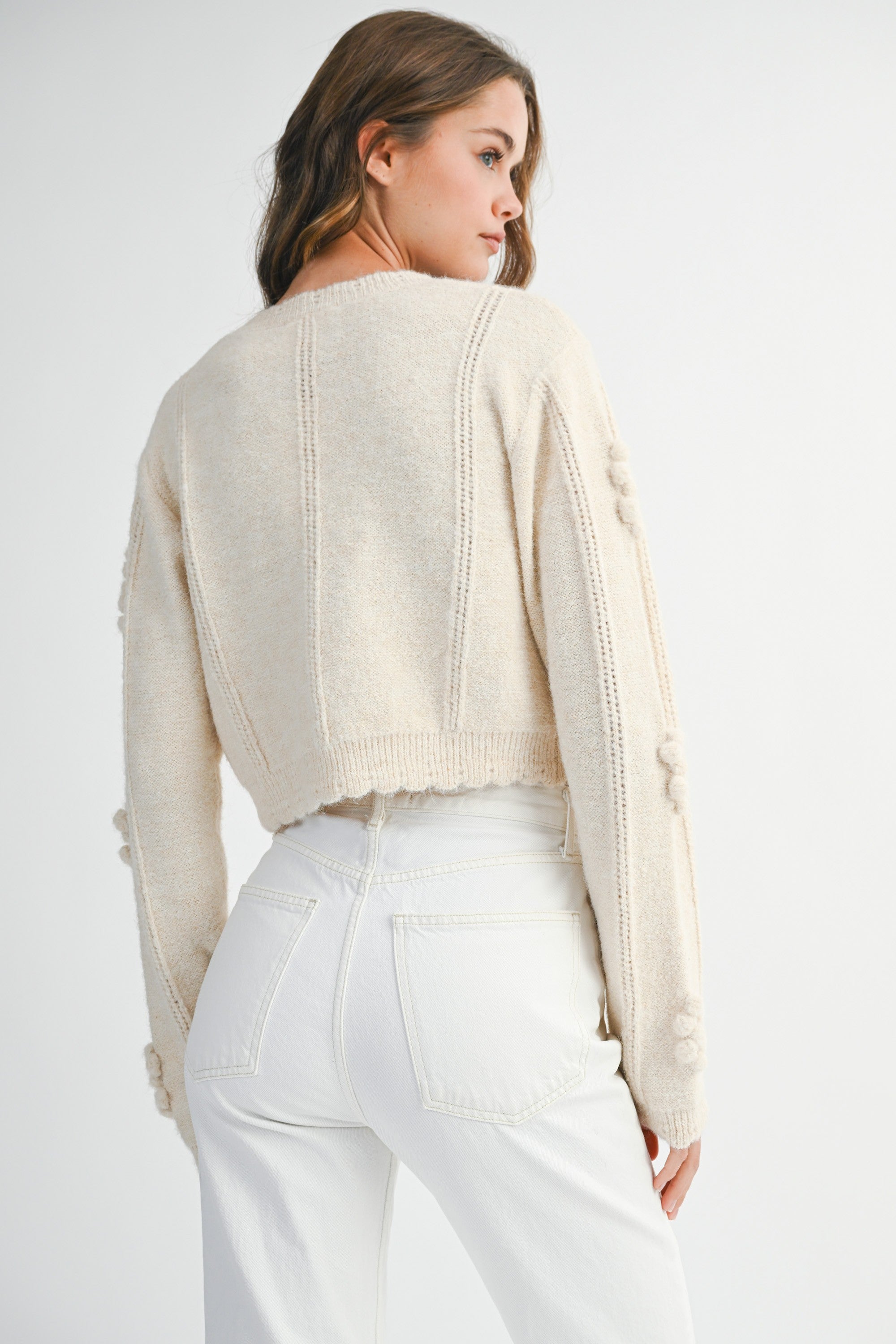 Mable Pom Pom Applique Button Down Cardigan