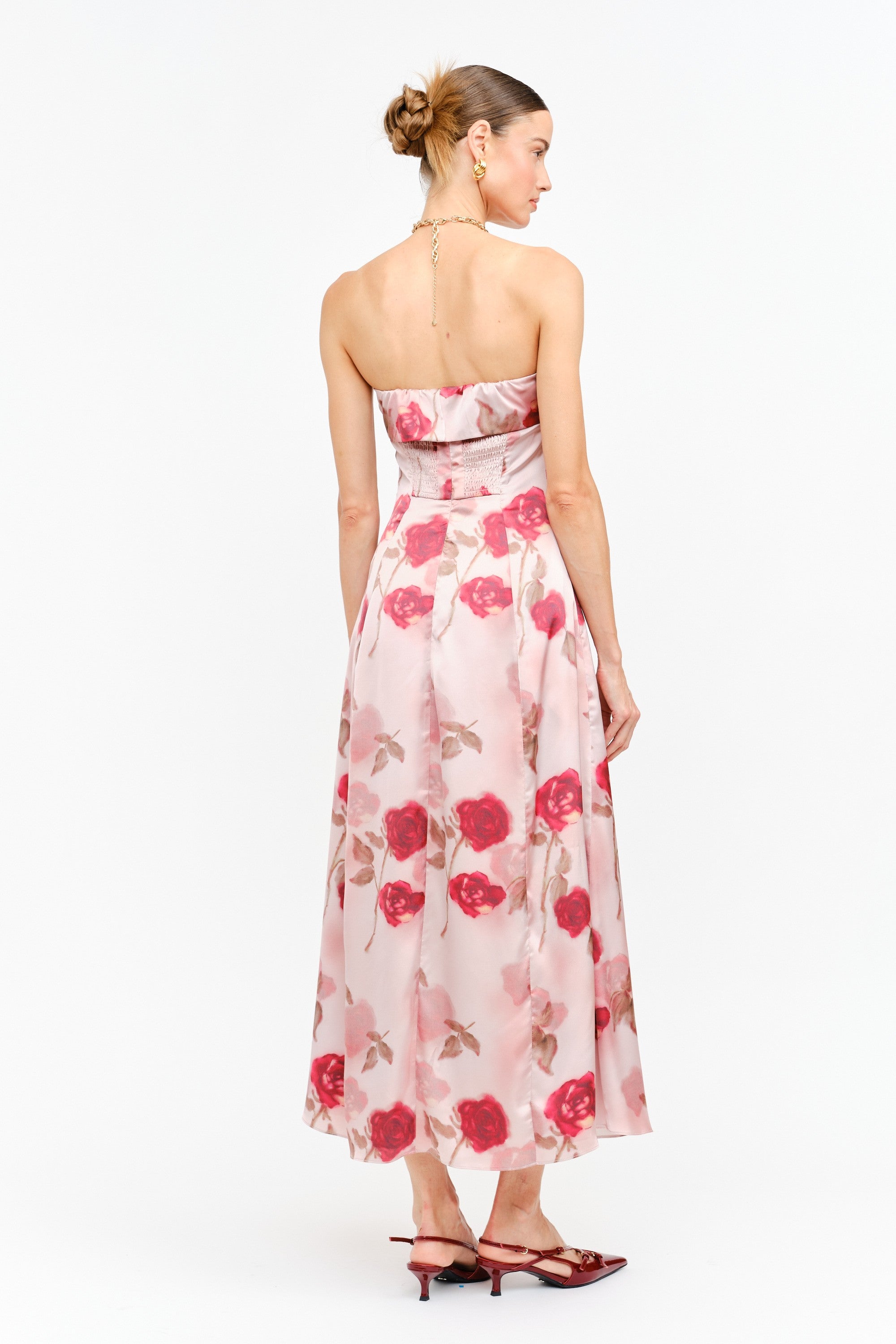 Sofie The Label Floral Printed Strapless Midi Dress