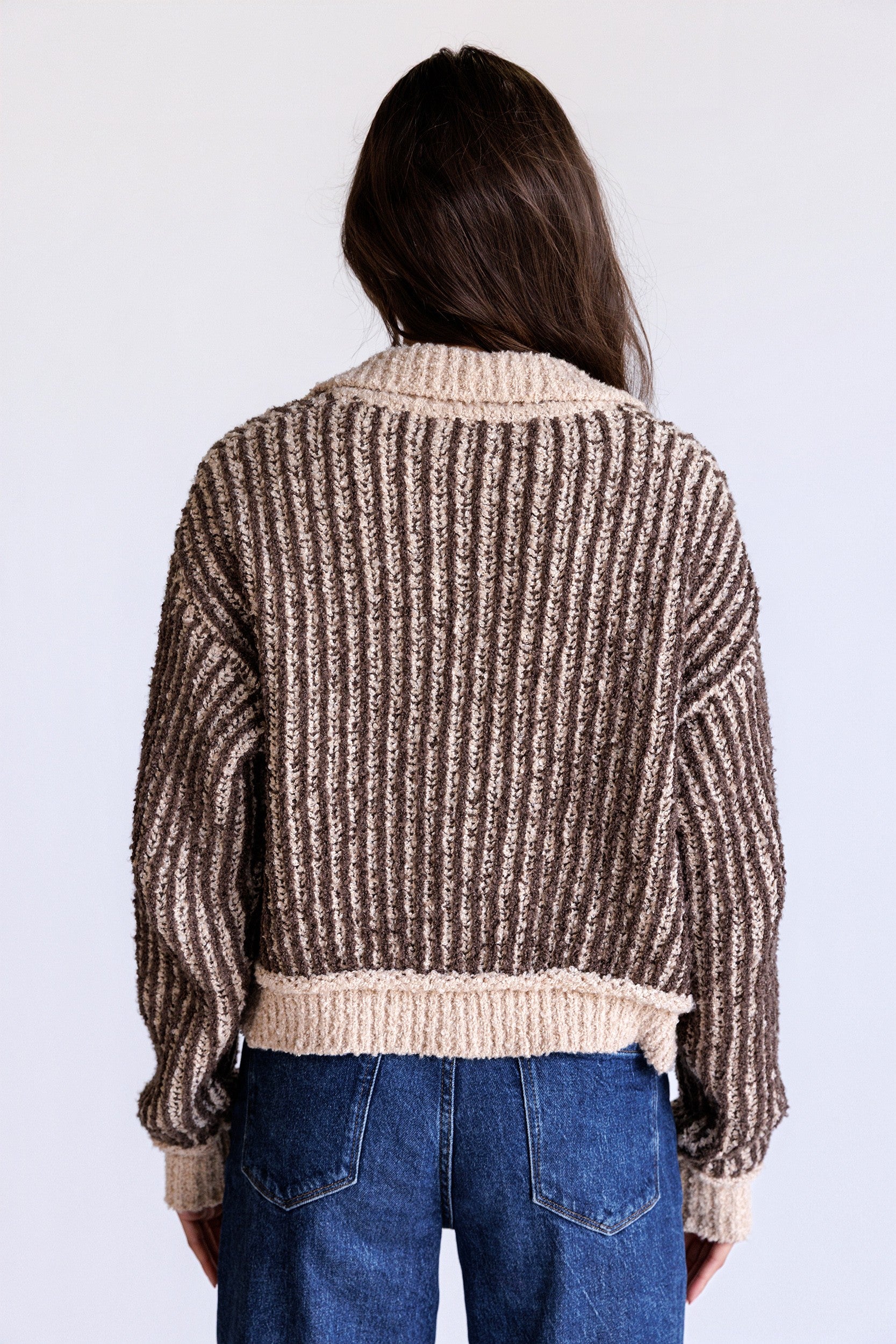 Storia Textured Striped Zip-up Jacket