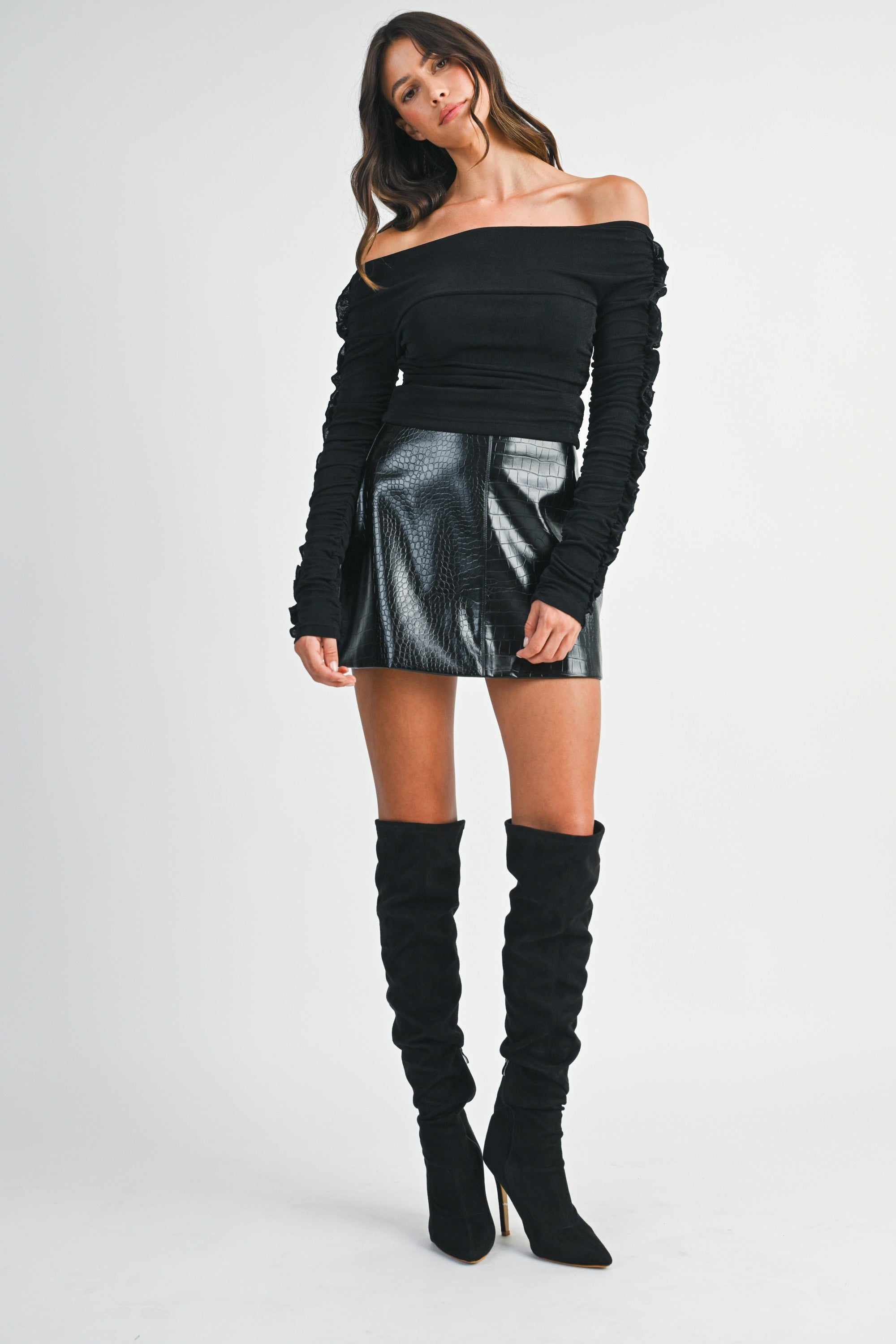 Mable High Waist Faux Leather Mini Skirt