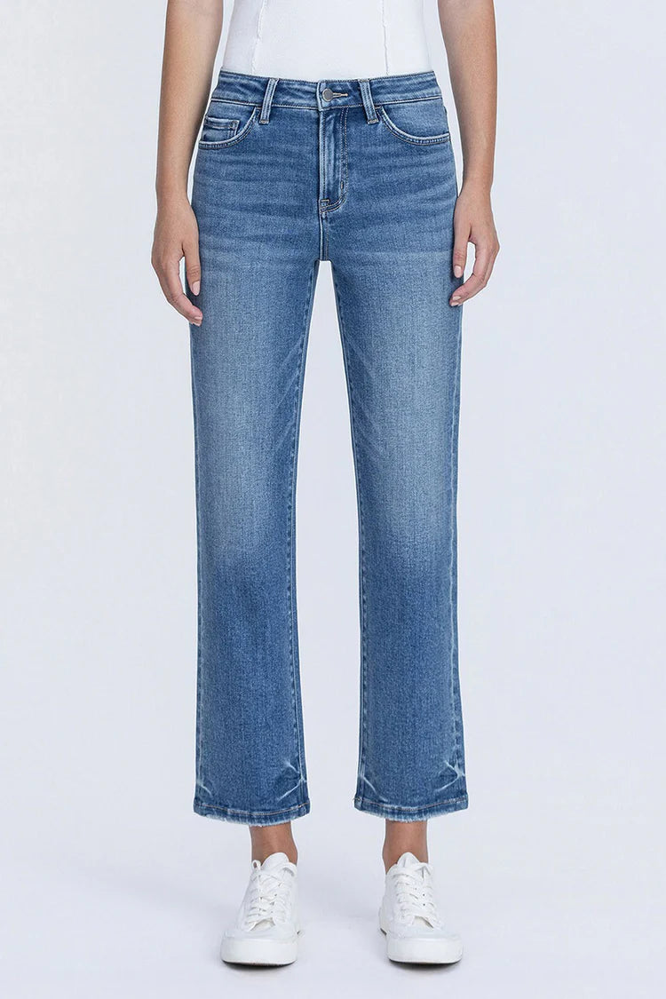 Vervet High Rise Medium Wash Crop Straight Jeans