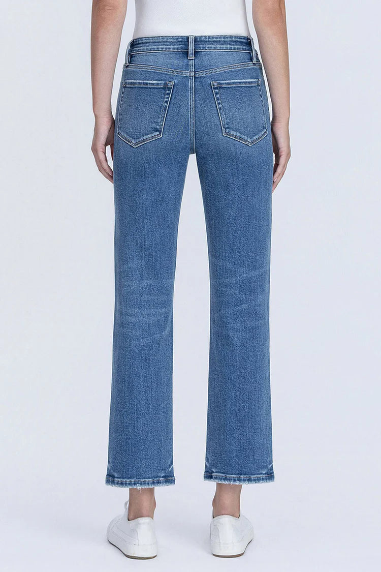 Vervet High Rise Medium Wash Crop Straight Jeans