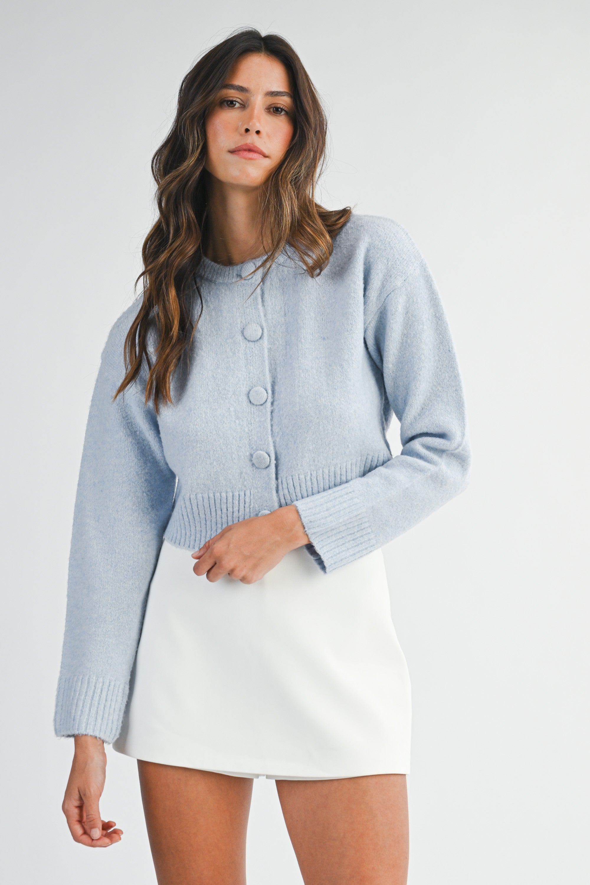 Mable Knit Button Down Crop Cardigan (Various Colors)