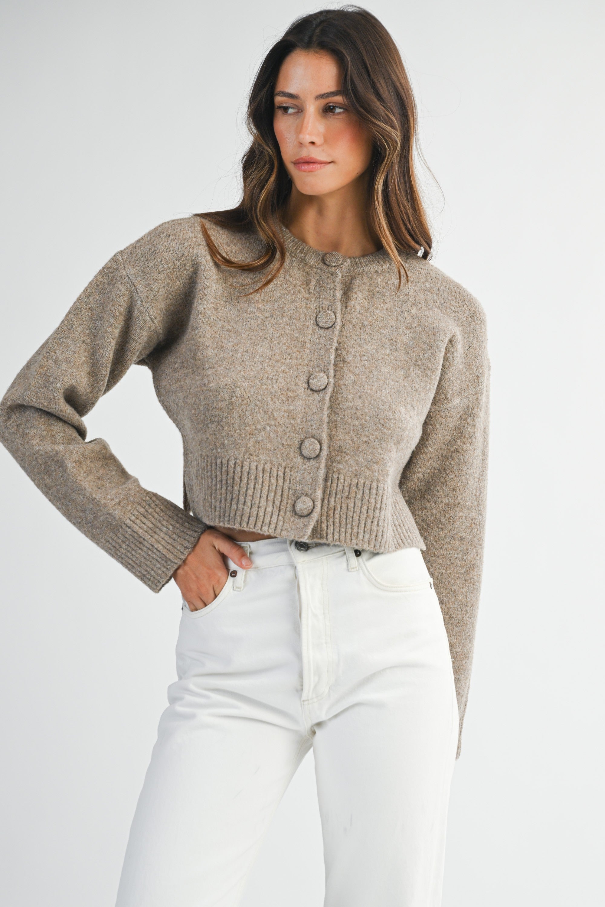 Mable Knit Button Down Crop Cardigan (Various Colors)