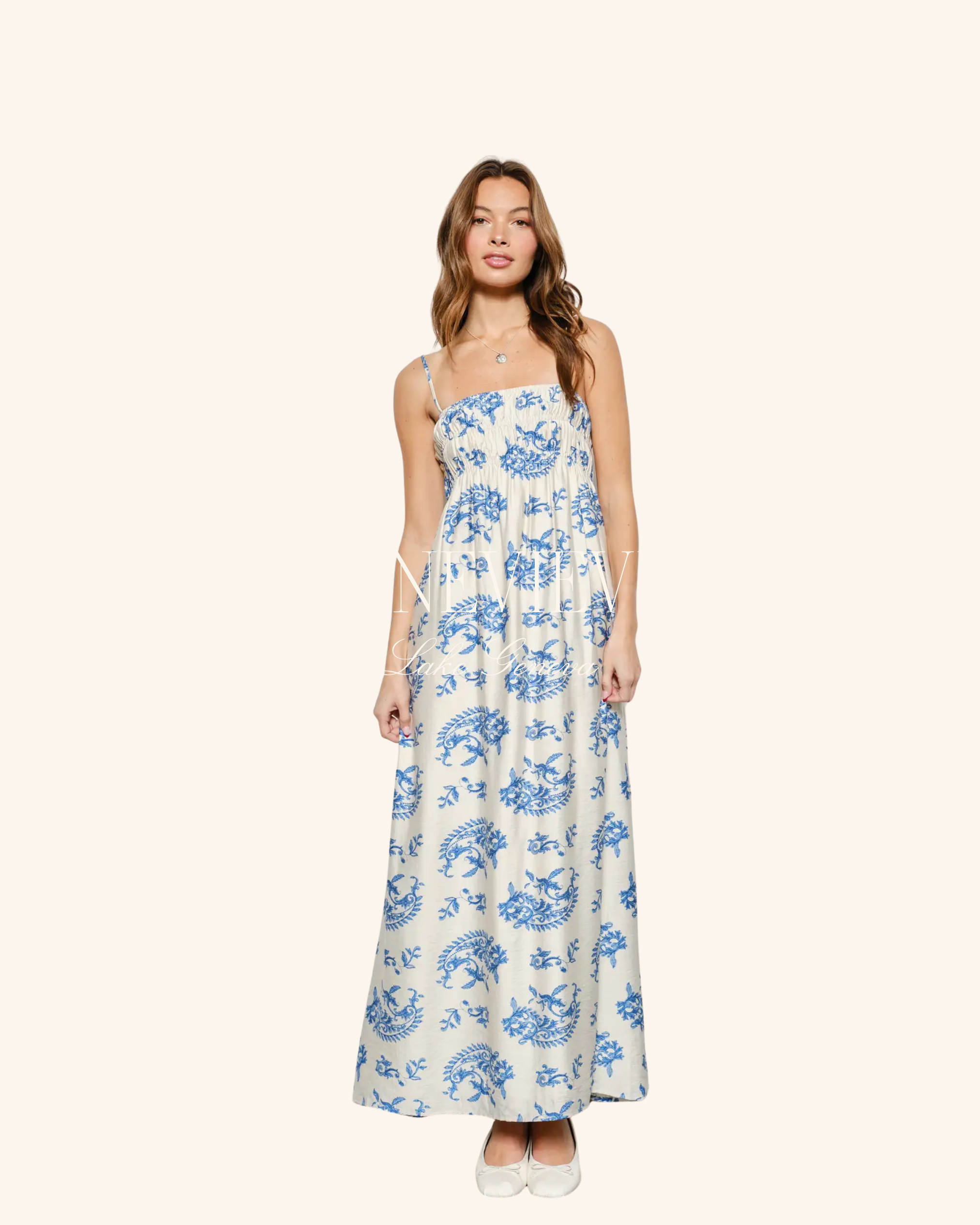 Pretty Garbage Jamilla Maxi Dress – Ivory Blue
