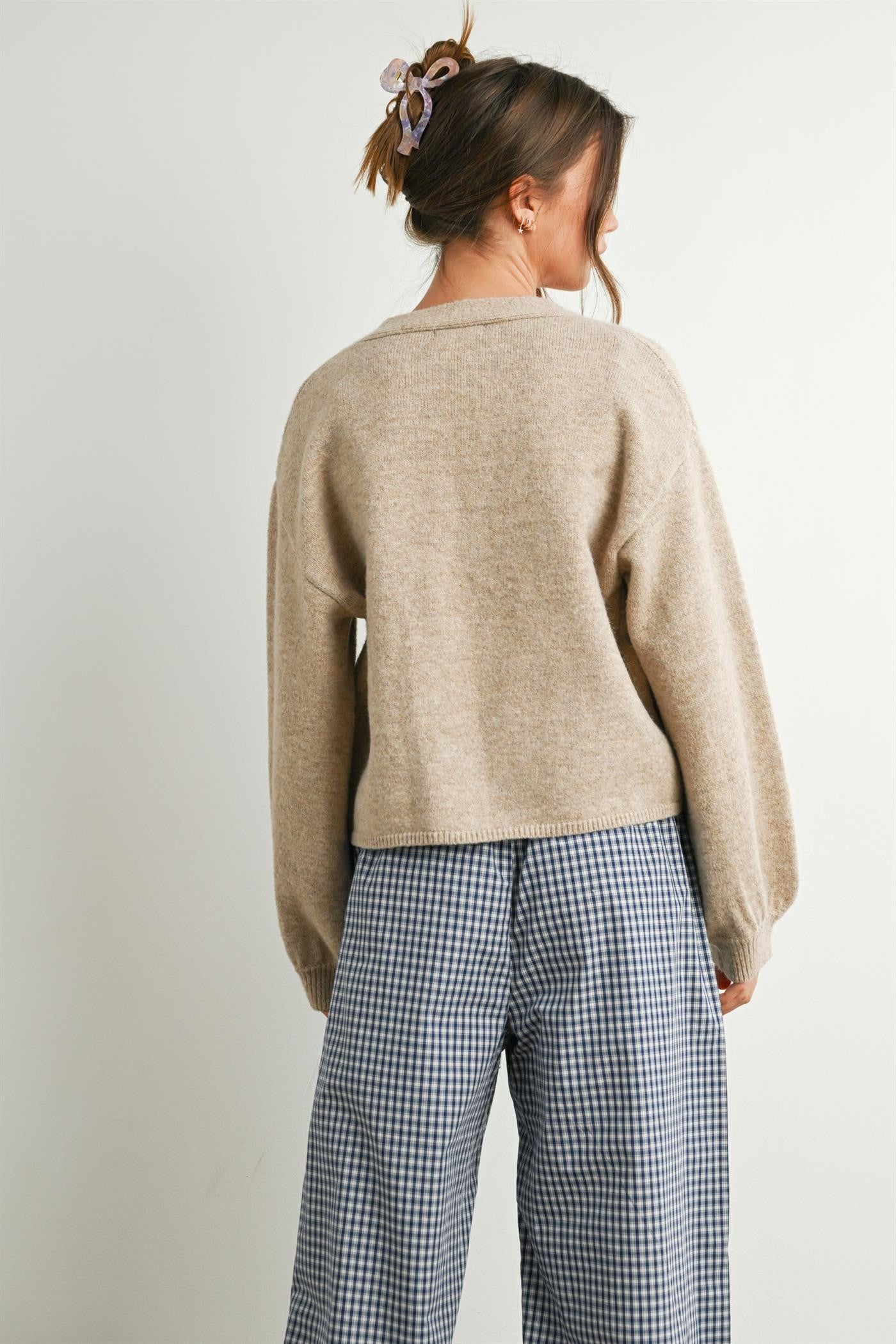Buttermelon V-neck Cuff Button-up Cardigan (Various Colors)