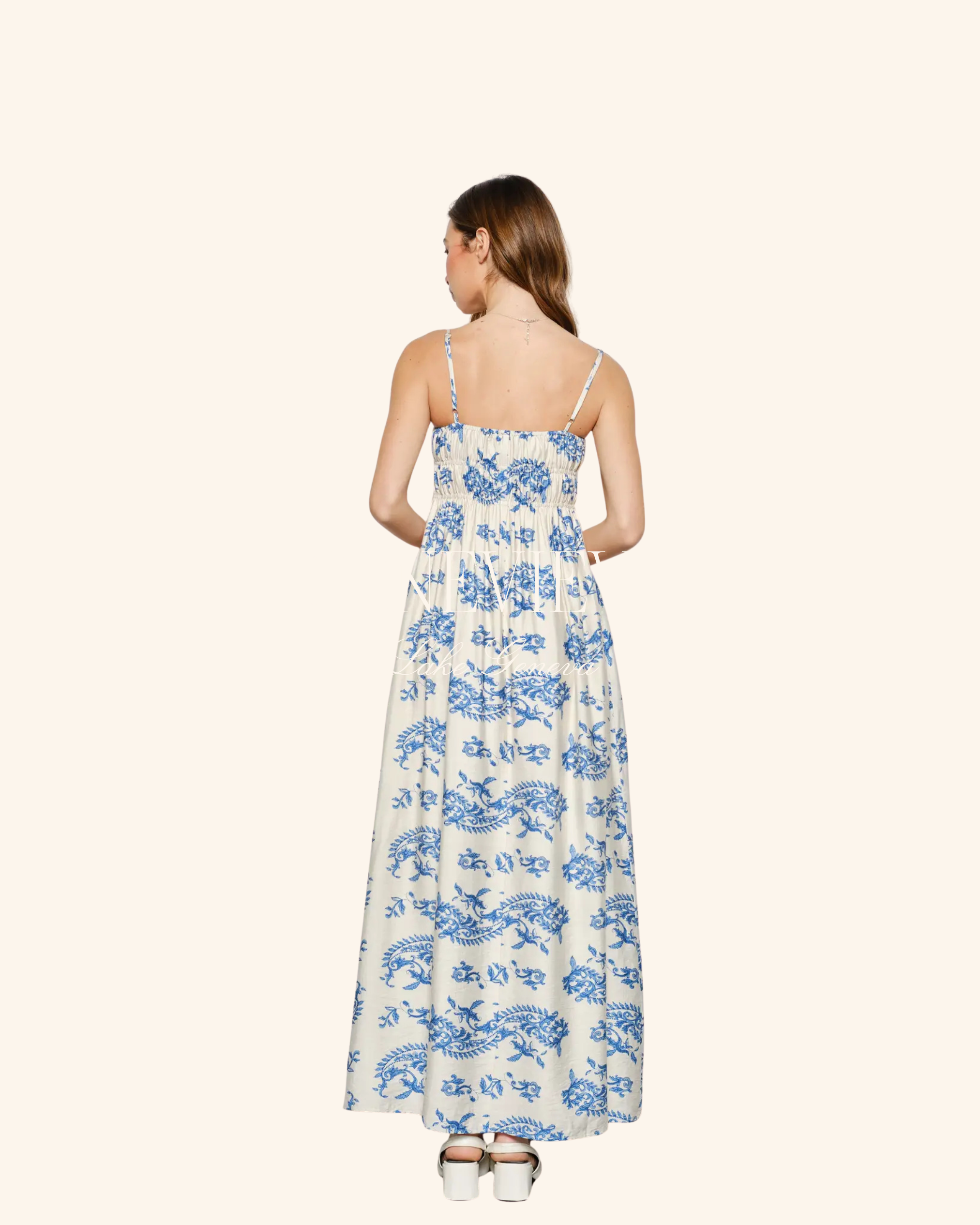 Pretty Garbage Jamilla Maxi Dress – Ivory Blue