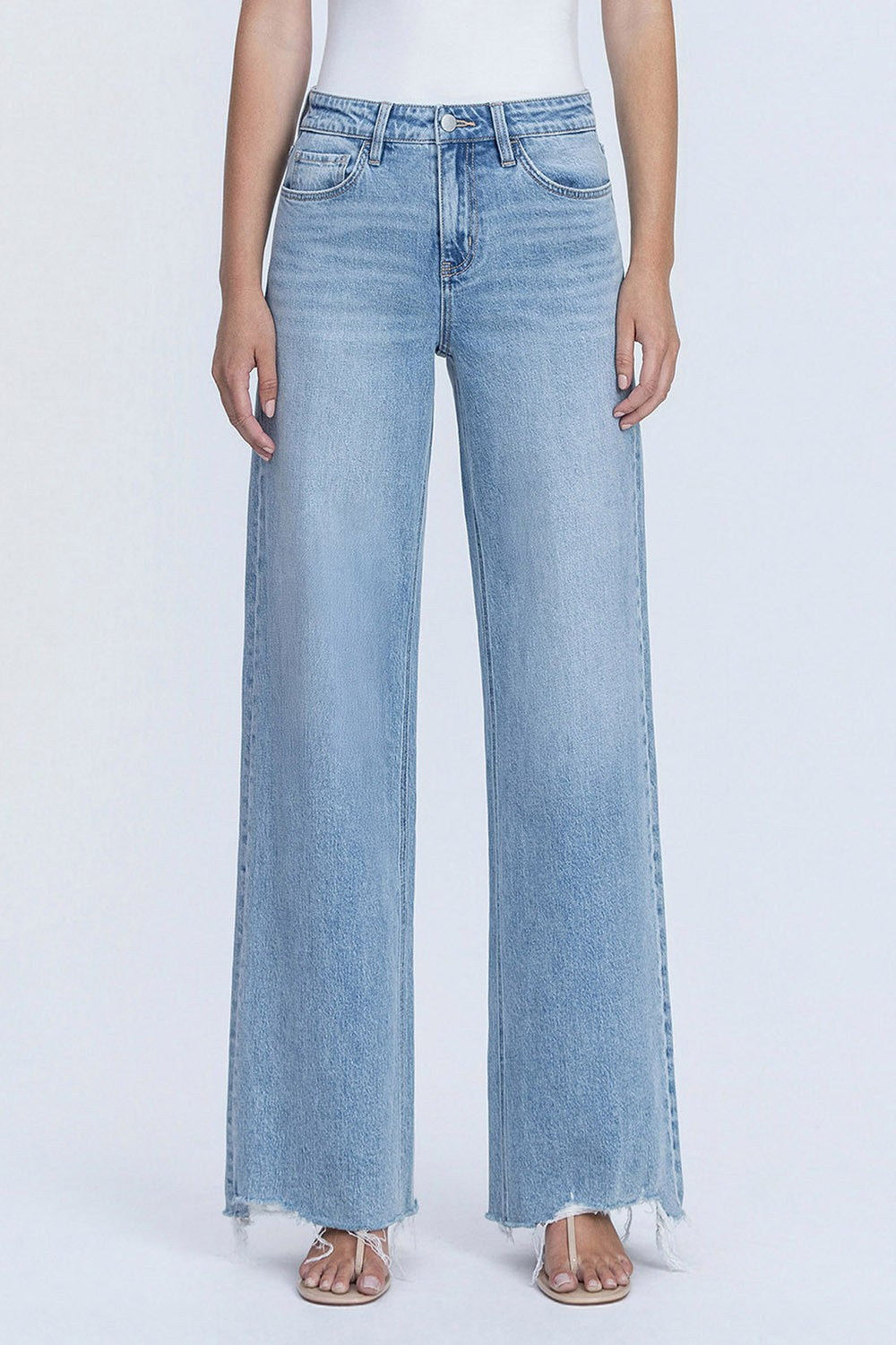 Vervet High Rise Raw Hem Wide Jeans