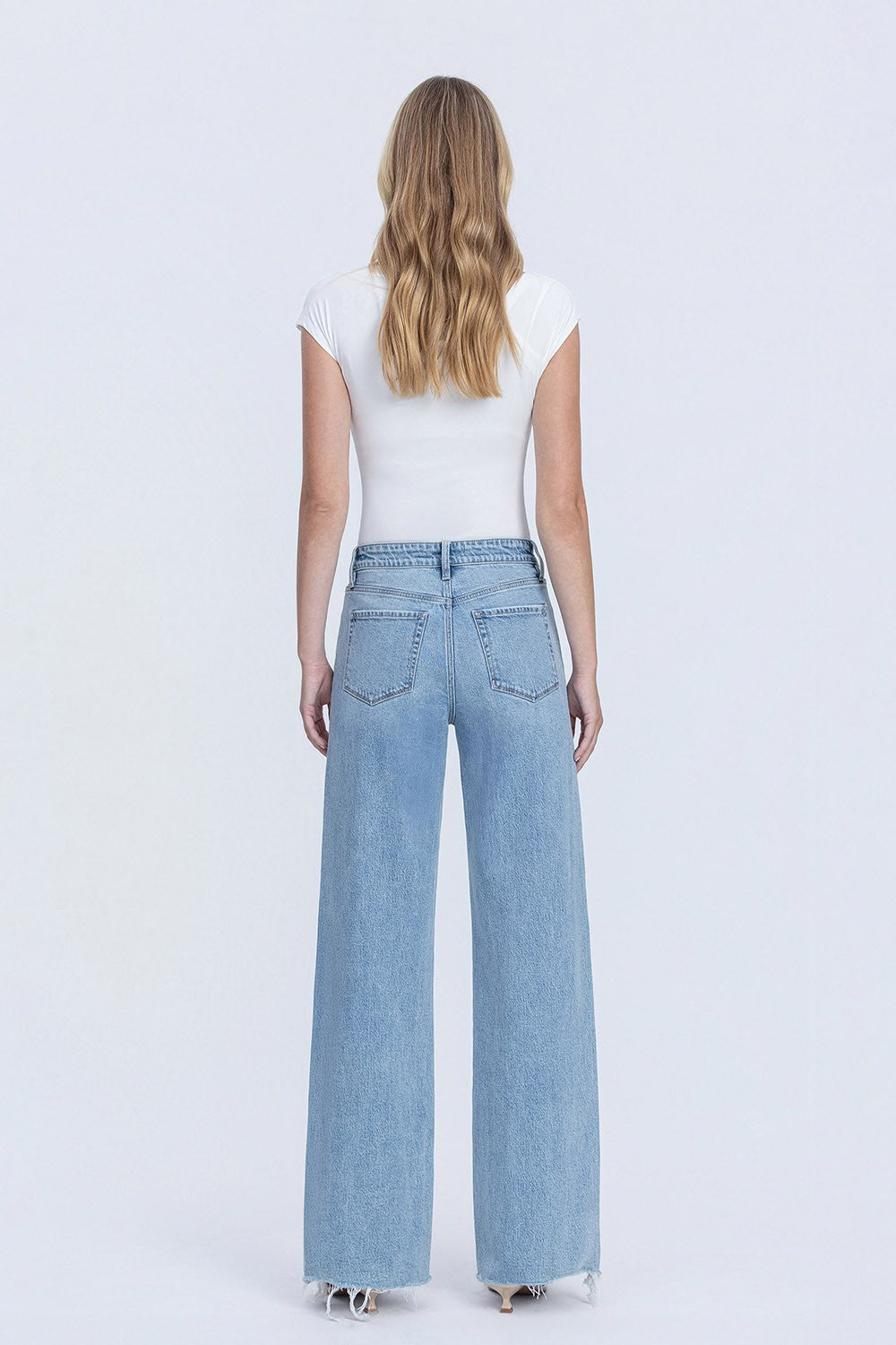 Vervet High Rise Raw Hem Wide Jeans