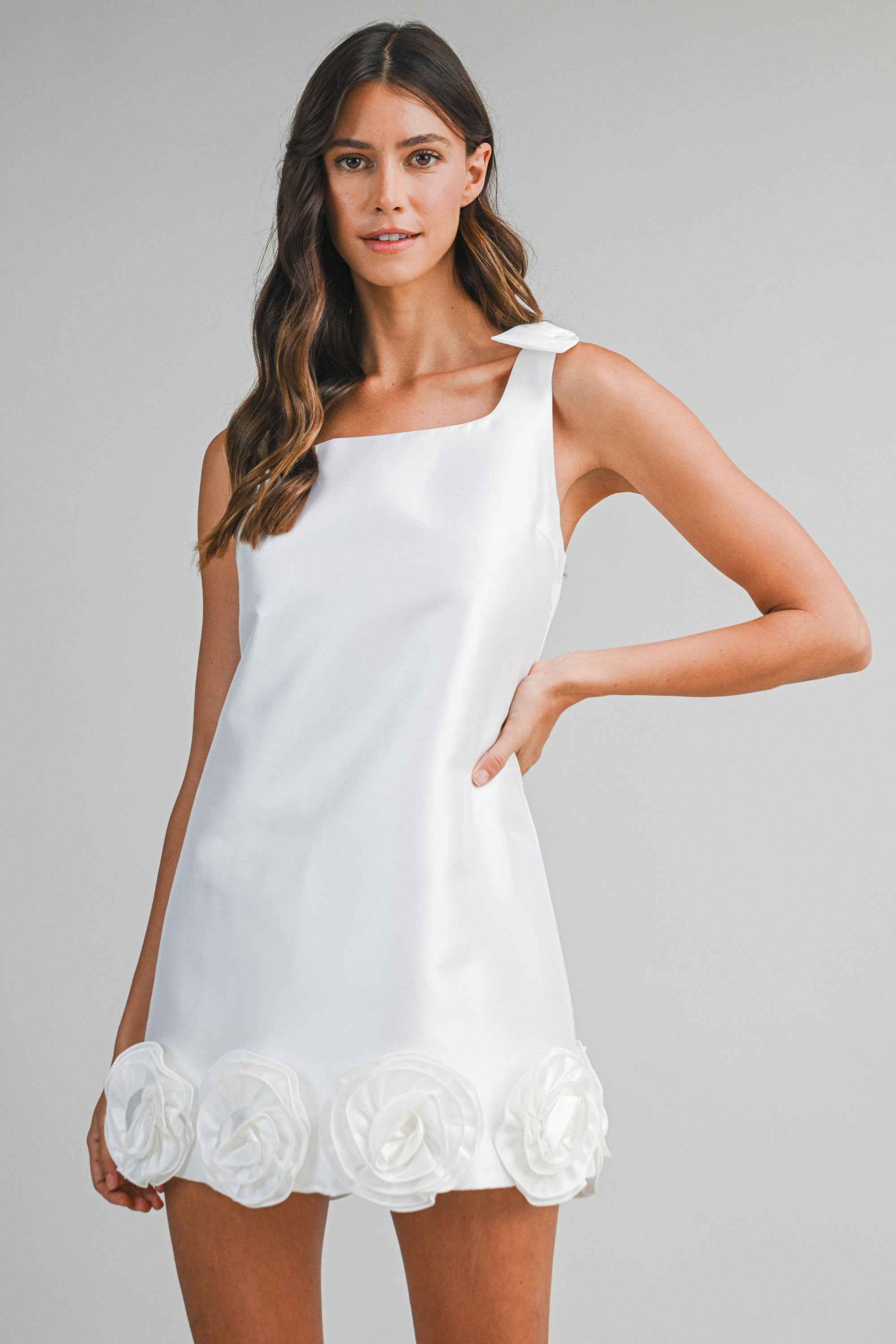 Mable Ribbon Shoulder Strap Mini Dress