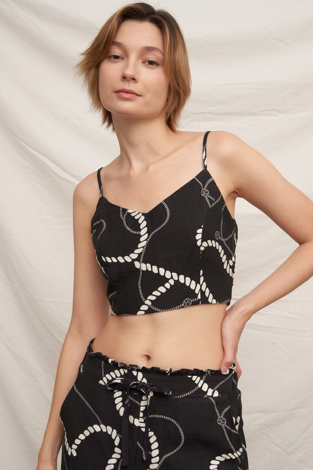 En Crème Rope Print Crop Top