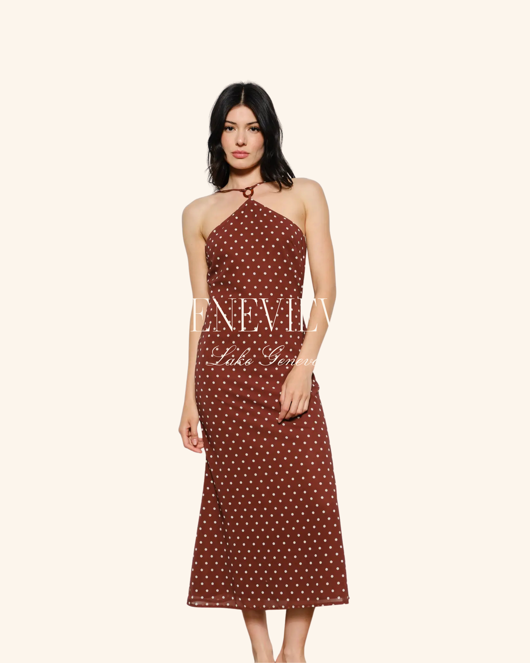 Pretty Garbage Jane Polkadot Midi Dress – Brown