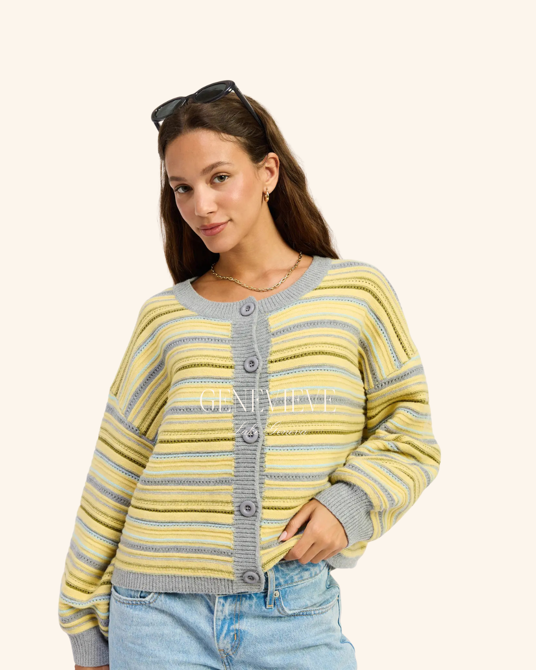 Emory Park Stripe Button Down Cardigan