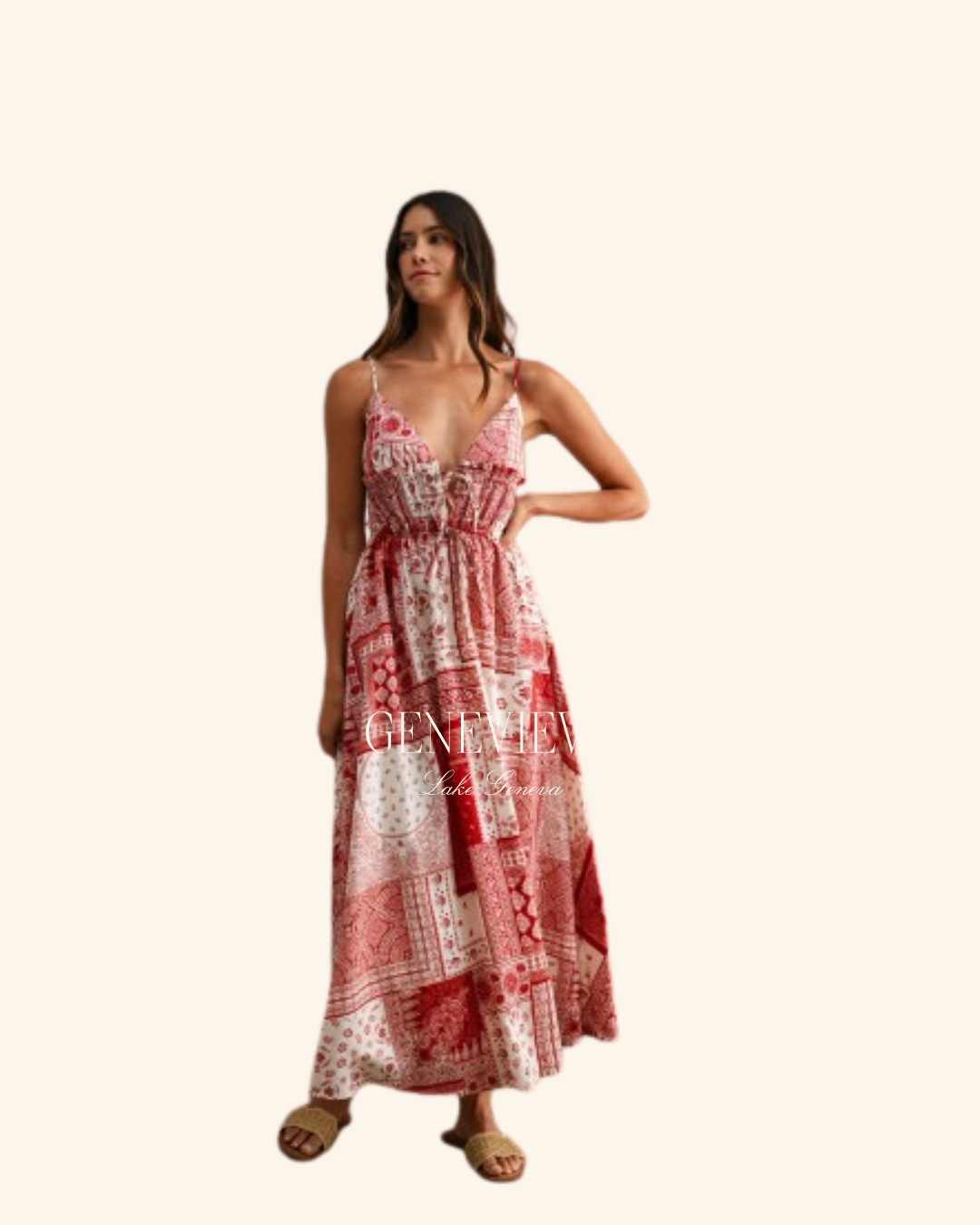 Mable Paisey Plunge Midi Dress
