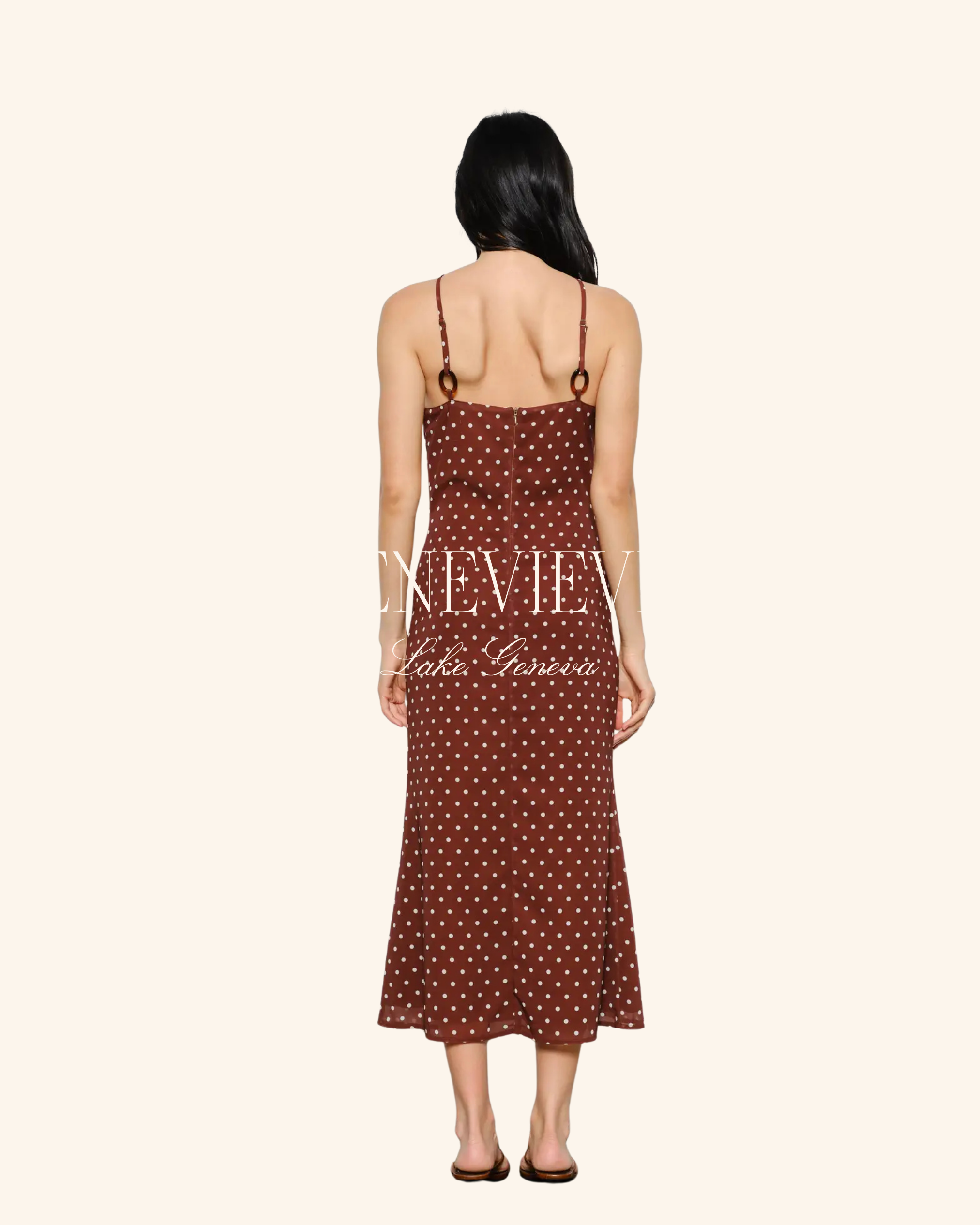 Pretty Garbage Jane Polkadot Midi Dress – Brown