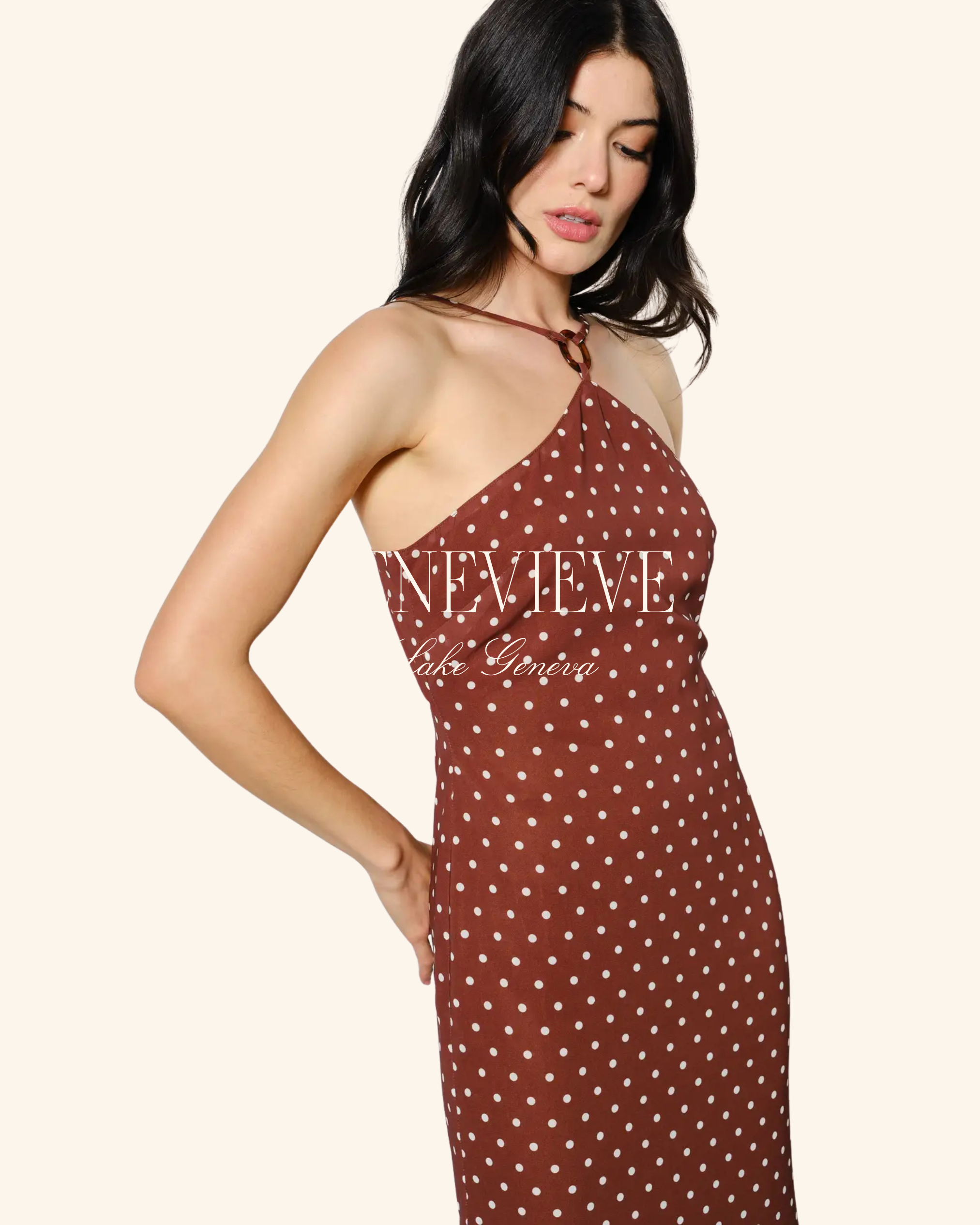 Pretty Garbage Jane Polkadot Midi Dress – Brown