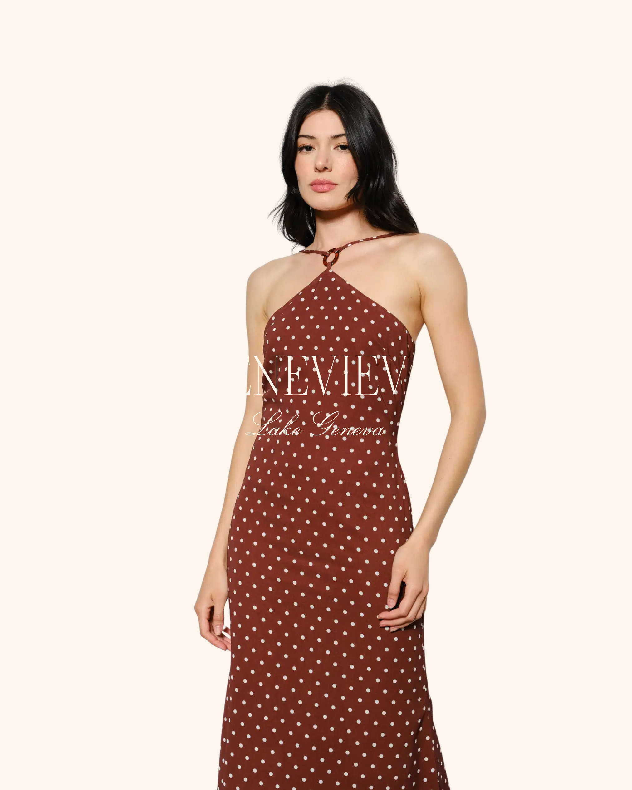 Pretty Garbage Jane Polkadot Midi Dress – Brown