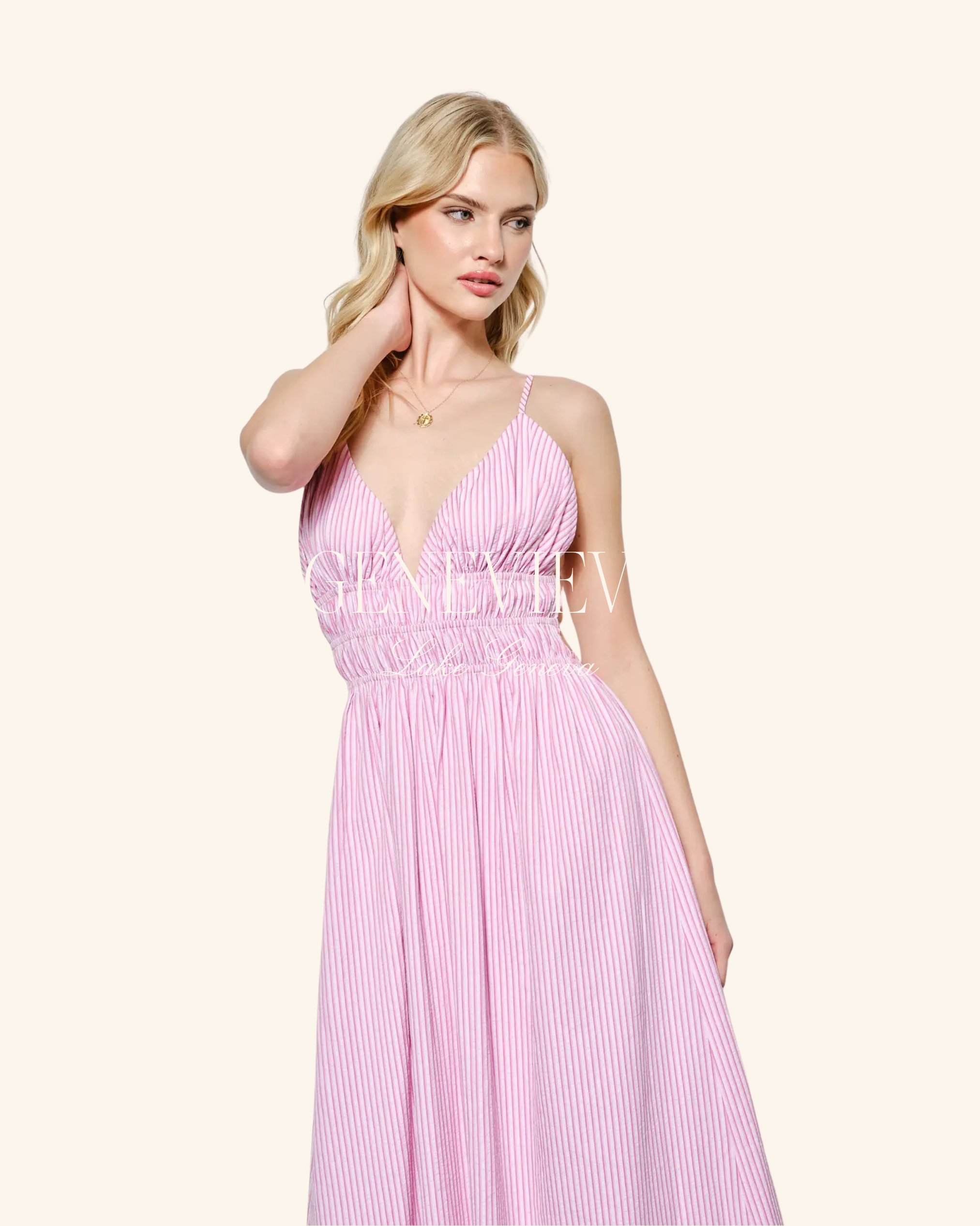 Pretty Garbage Matilda Pink Striped Maxi Dress