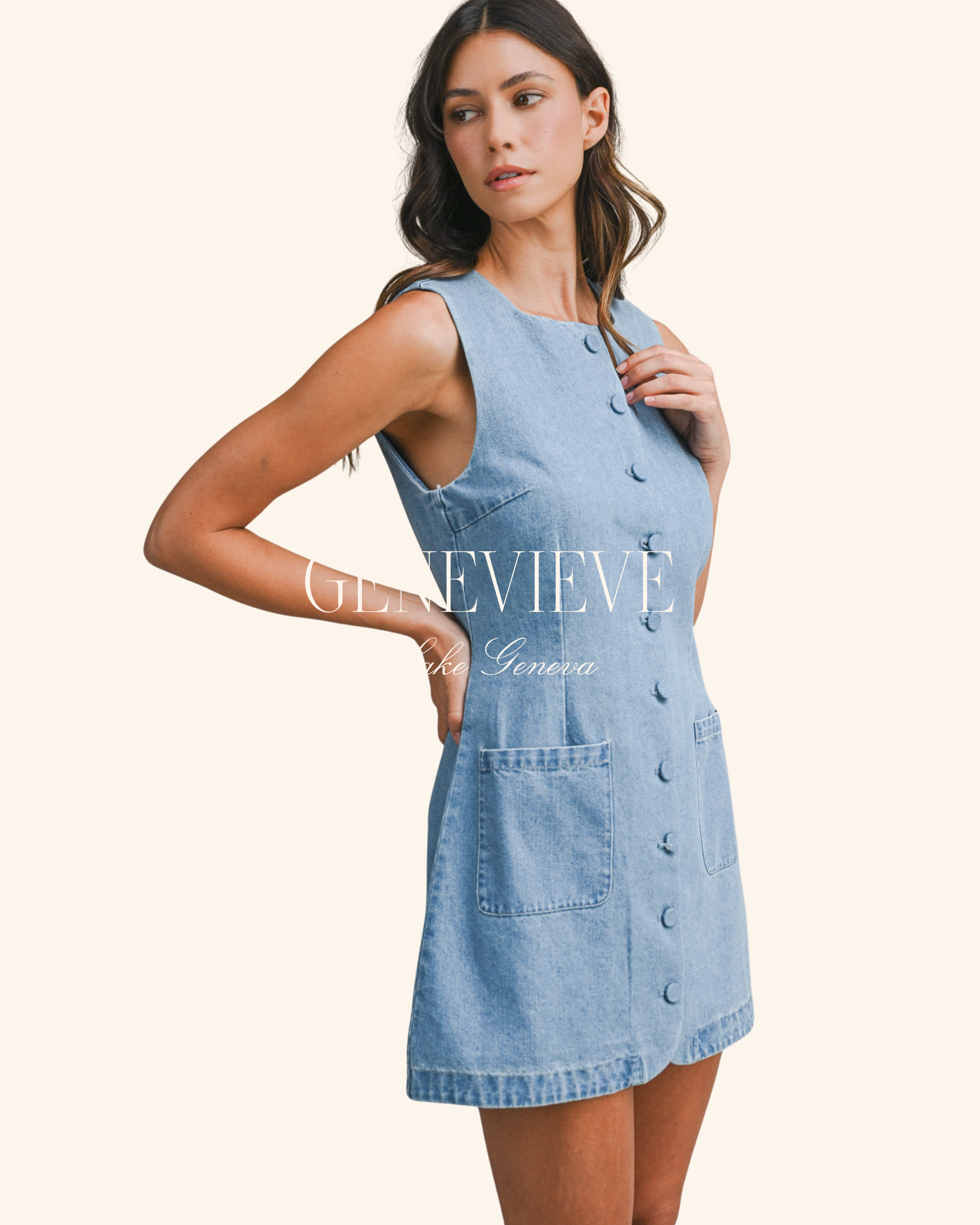 Mable Denim Front Button Mini Dress