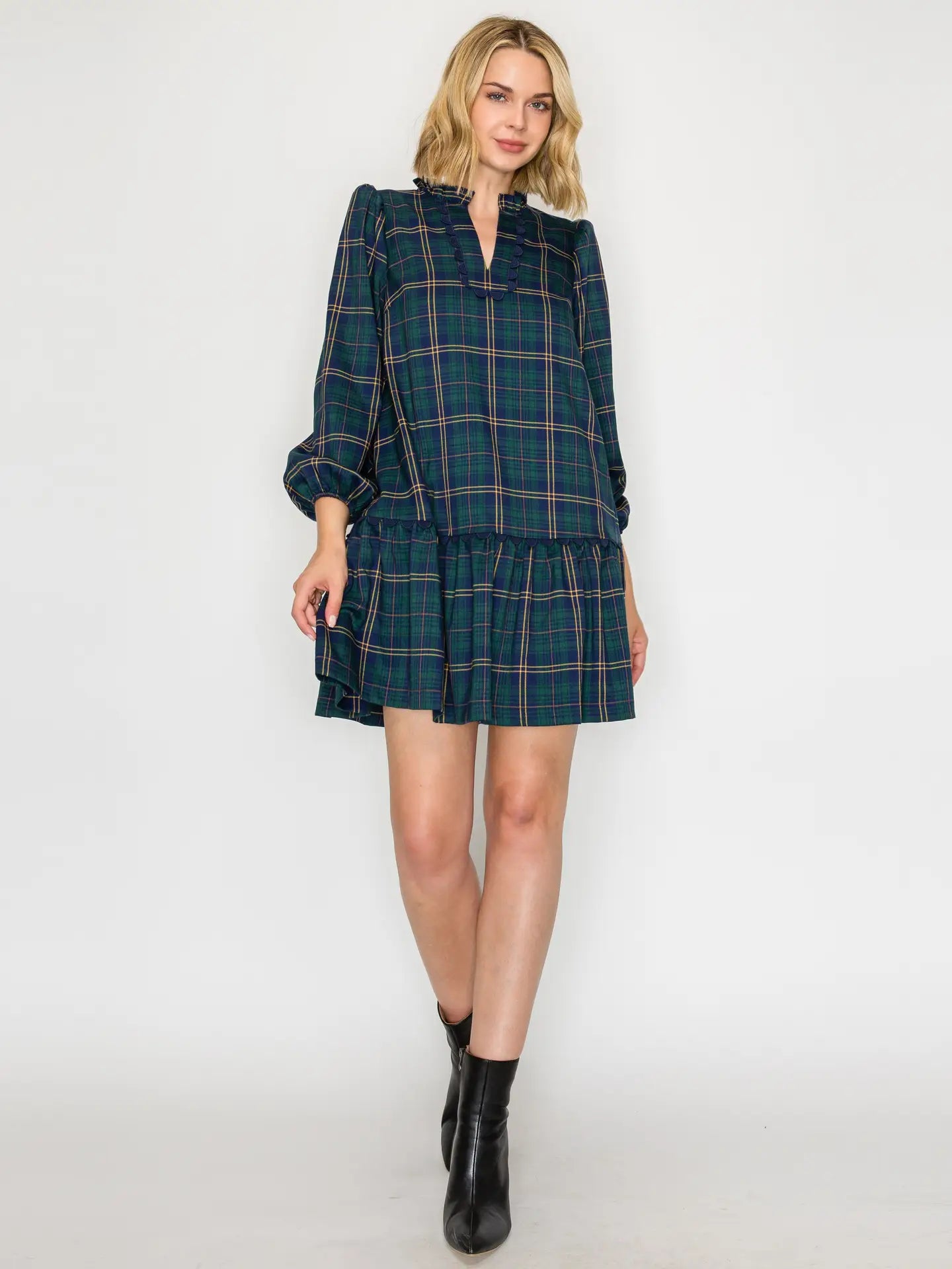 Love Wednesday Eloise Green Checker Mini Dress