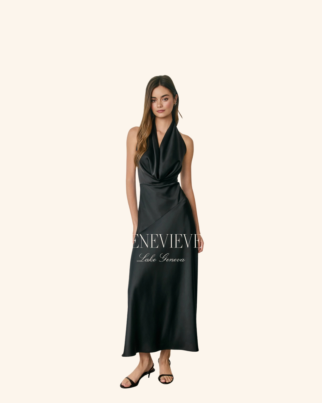Dress Forum Halter Cowl Satin dress