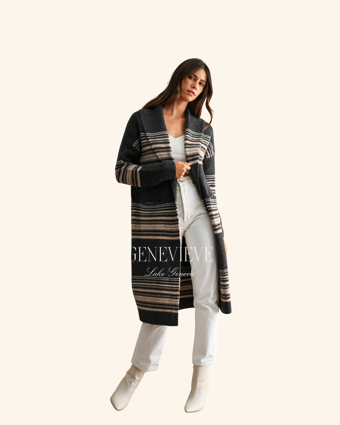 Mable Charcoal Striped Cardigan
