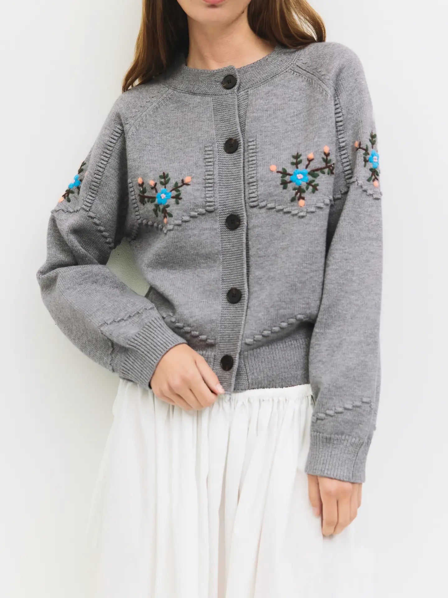 All Row Dahlia Embroidered Cardigan