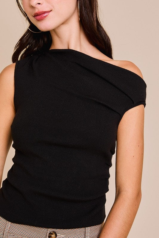 LE LIS Asymmetrical Neck Sweater Top