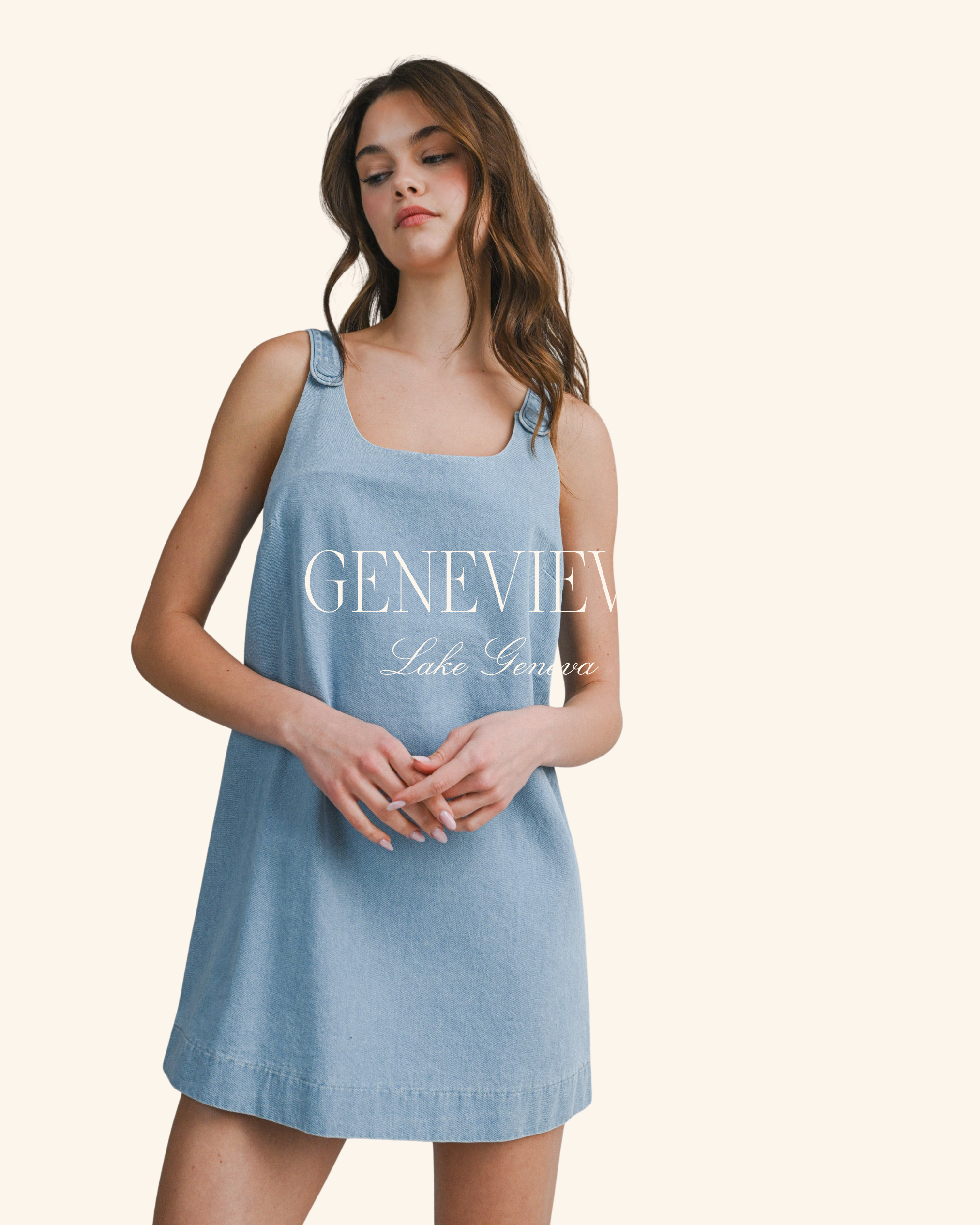 Mable Denim Square Neck Mini Dress