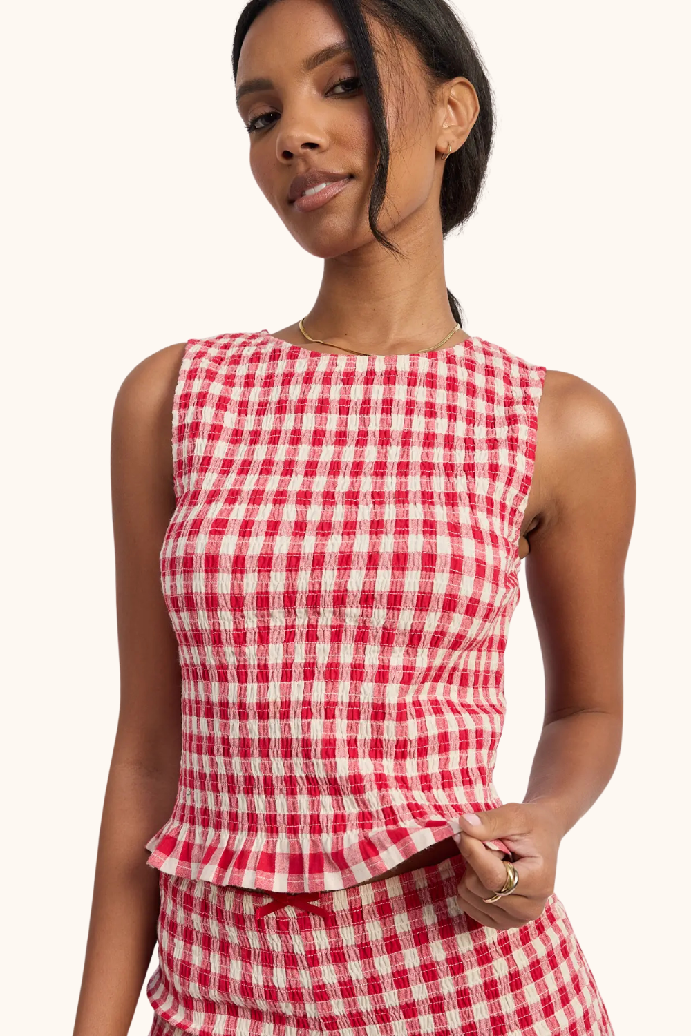 Emory Park Lettuce Hem Smocked Top