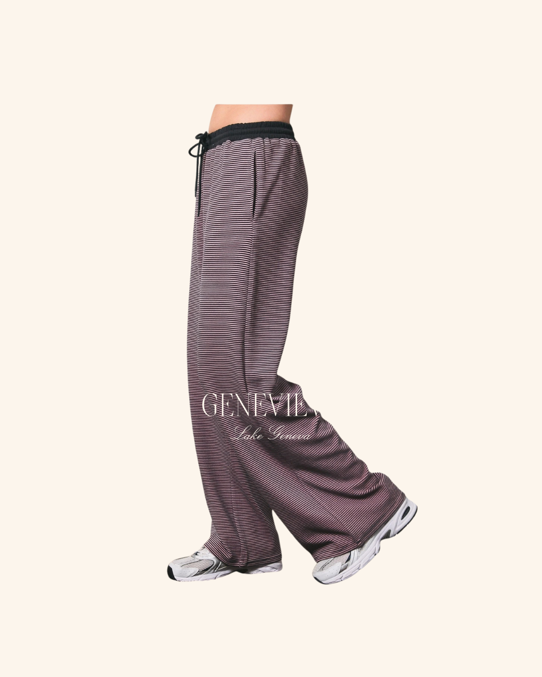 Le Lis Charcoal Pink Stripe Pant