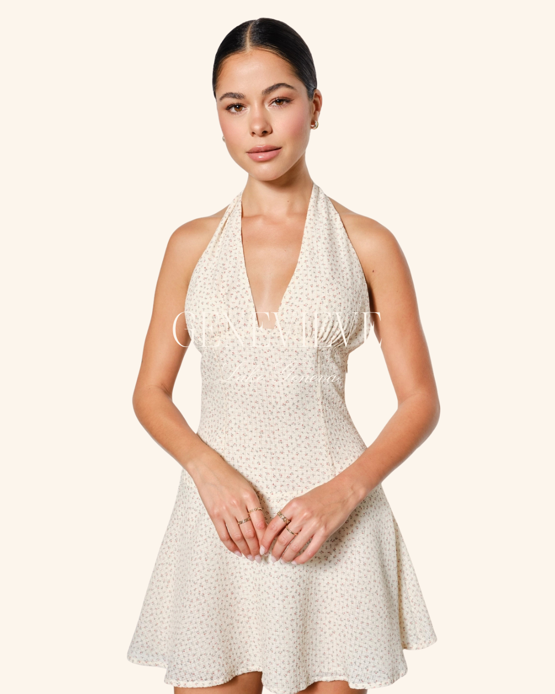 Pretty Garbage Cream Plunge Neck Mini
