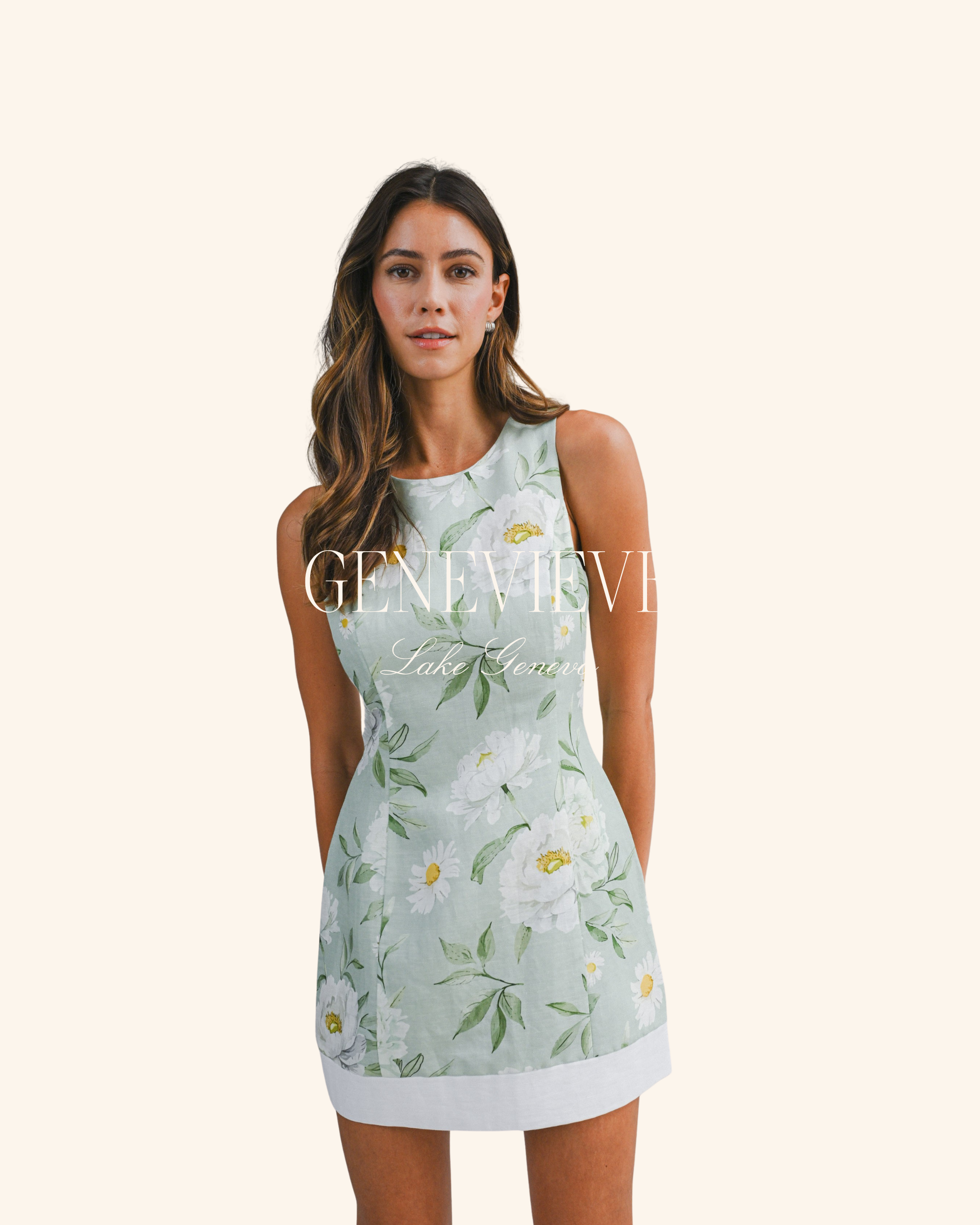 Mable Sage Floral Open Back Mini Dress